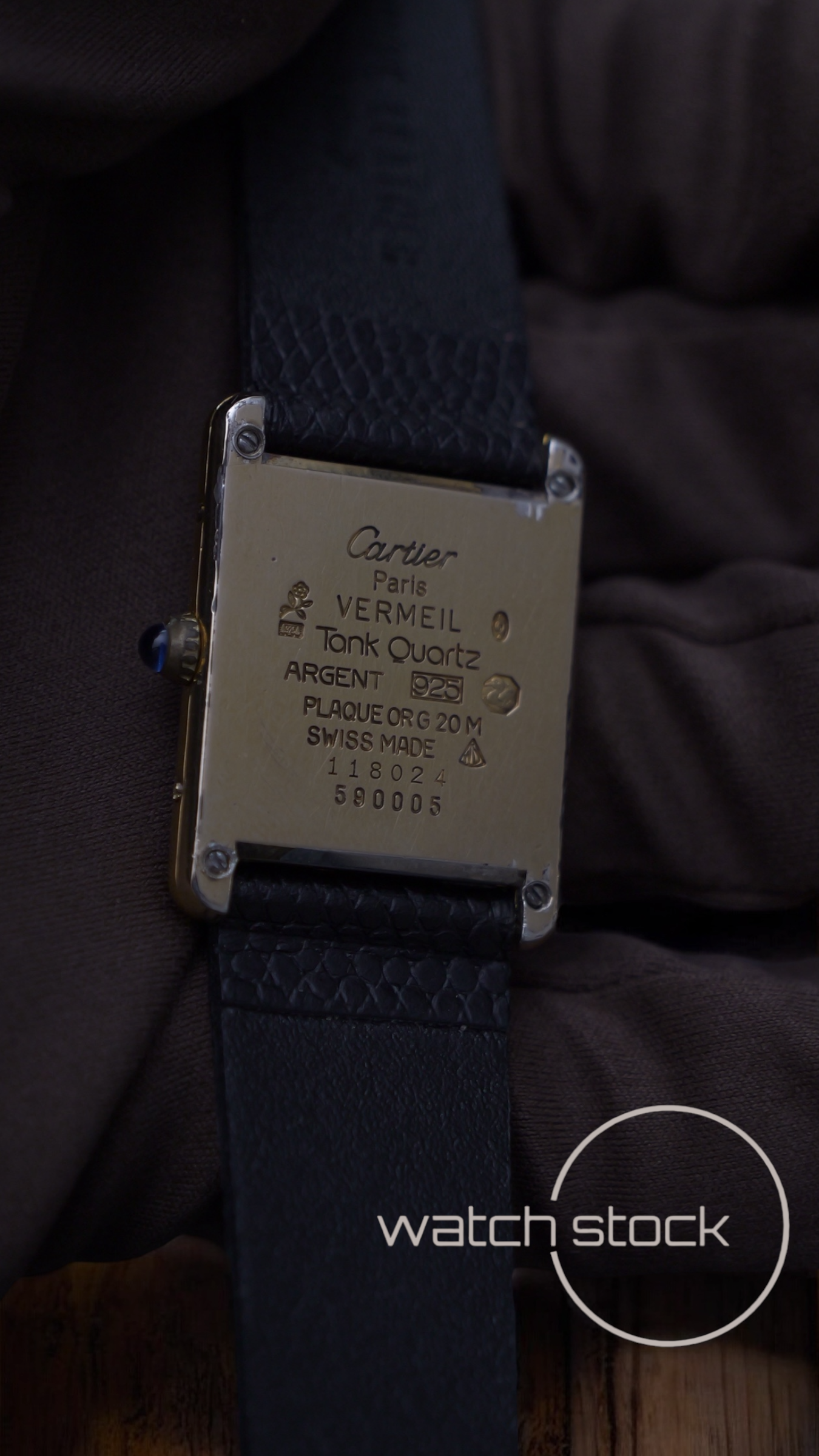 Cartier tank vermeil argent plaque caramel dial quarz tg.6 grande APPENA REVISIONATO