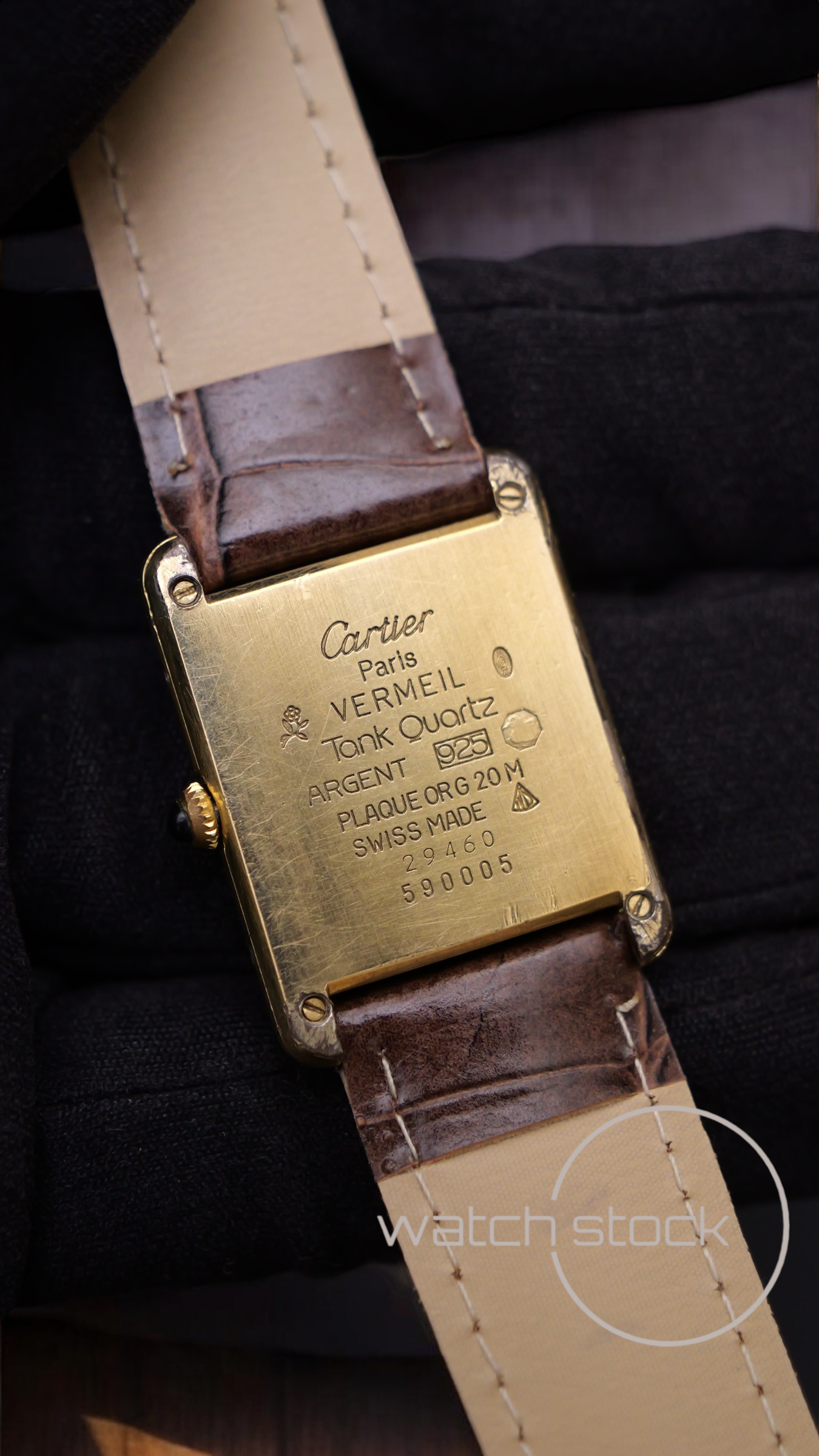 Cartier tank ref.29460 vermeil argent plaque gold trinity dial quarz tg.6 grande