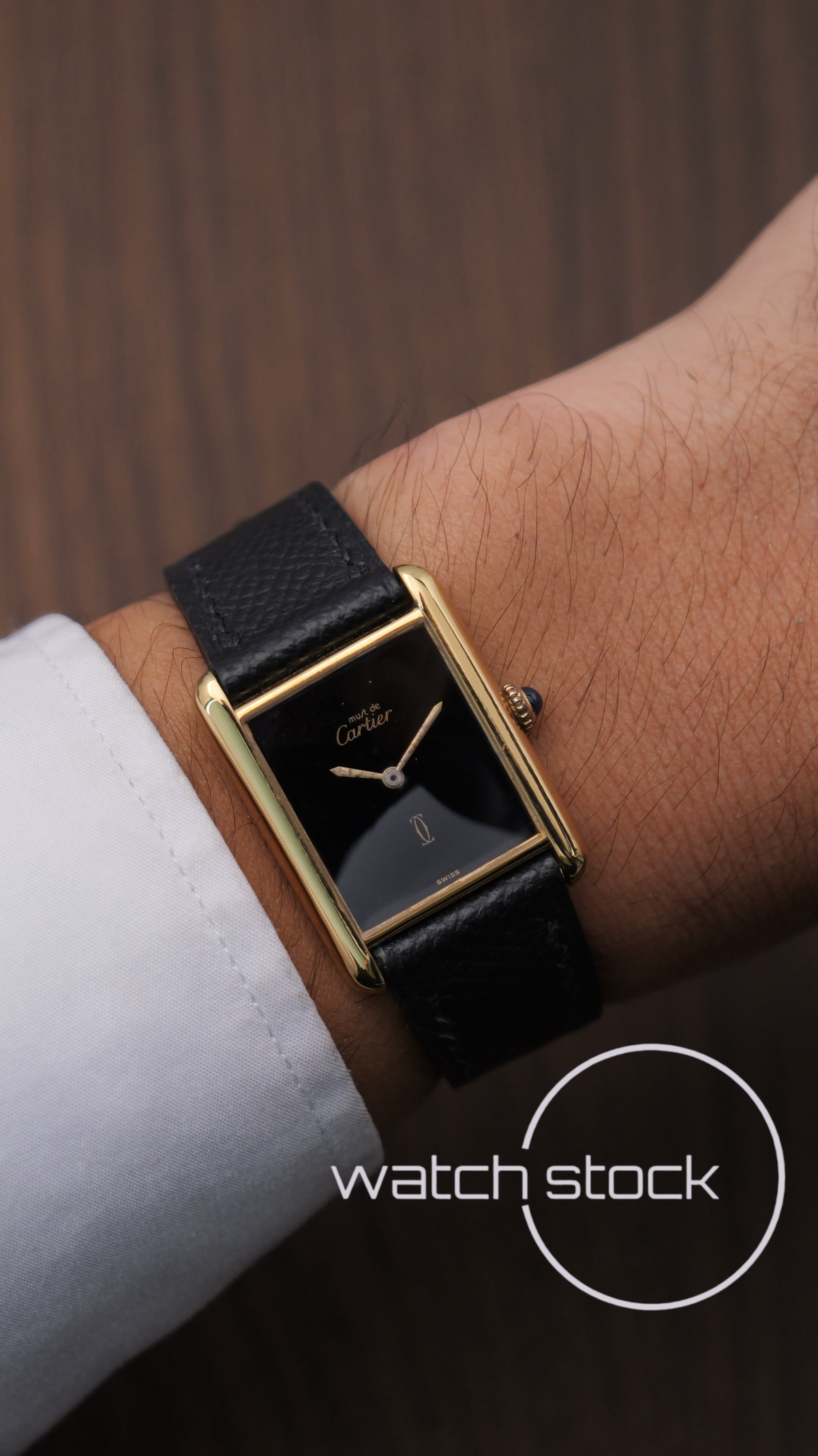 Cartier Tank vintage Black Dial men size taglia 6 1980 carica manuale