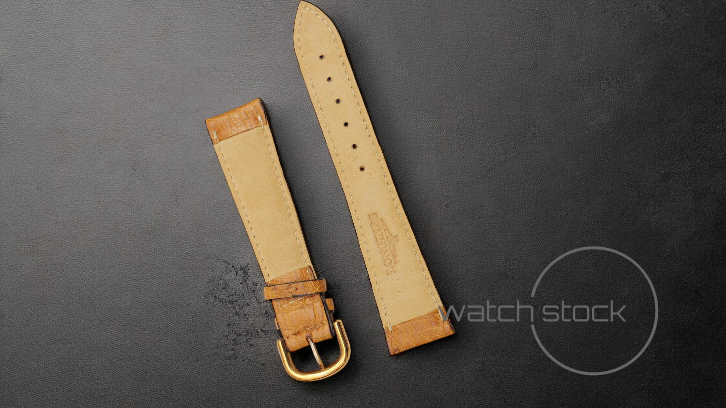 Cinturino Longines in pelle di struzzo marrone con fibbia loggata ansa 20mm