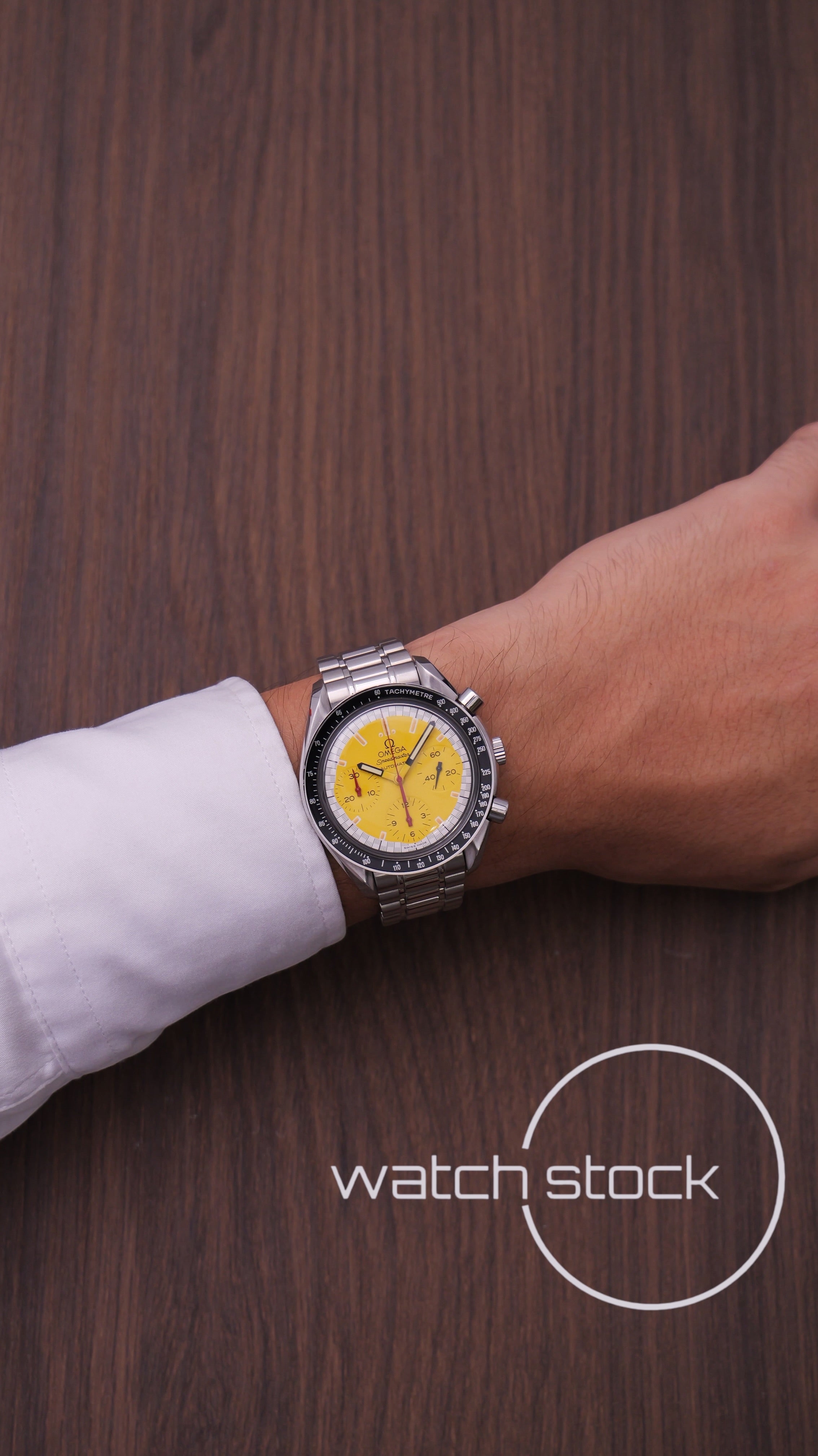 Omega speedmaster Schumacher reduced yellow dial ref. 175.0032 39mm automatic 1995
