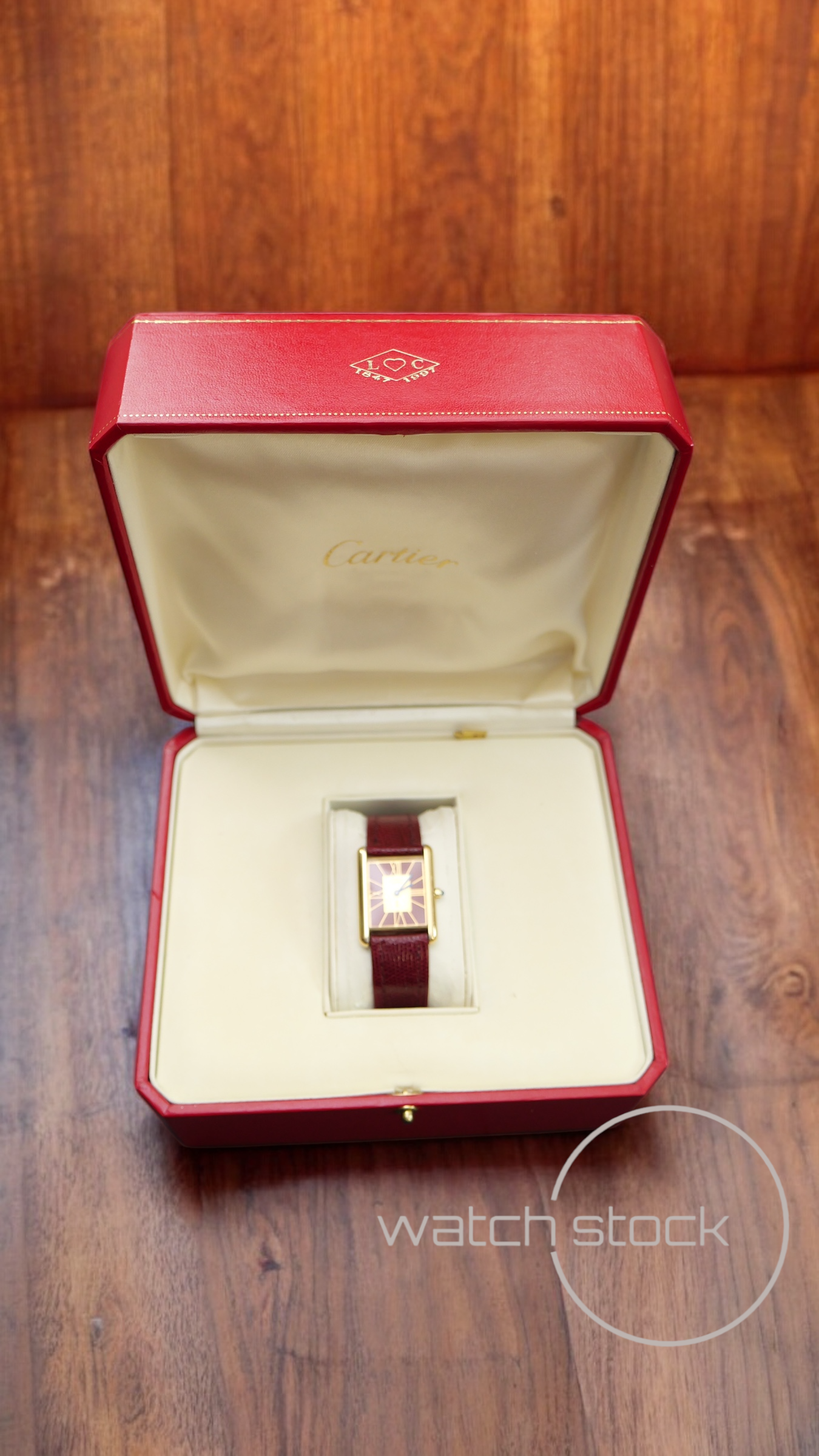 Cartier tank vermeil argent plaque gold dial quarz tg.6 grande RARO