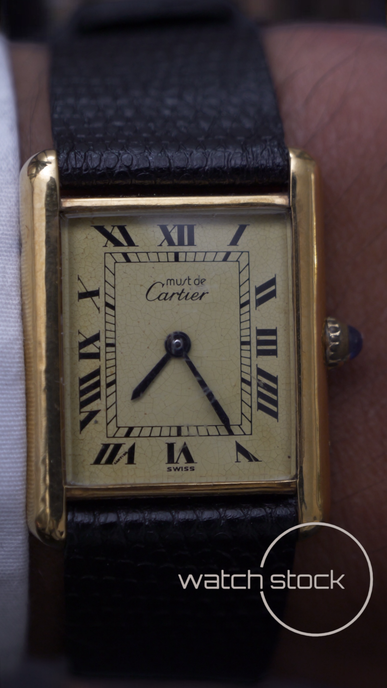 Cartier tank vermeil argent plaque caramel dial quarz tg.6 grande APPENA REVISIONATO