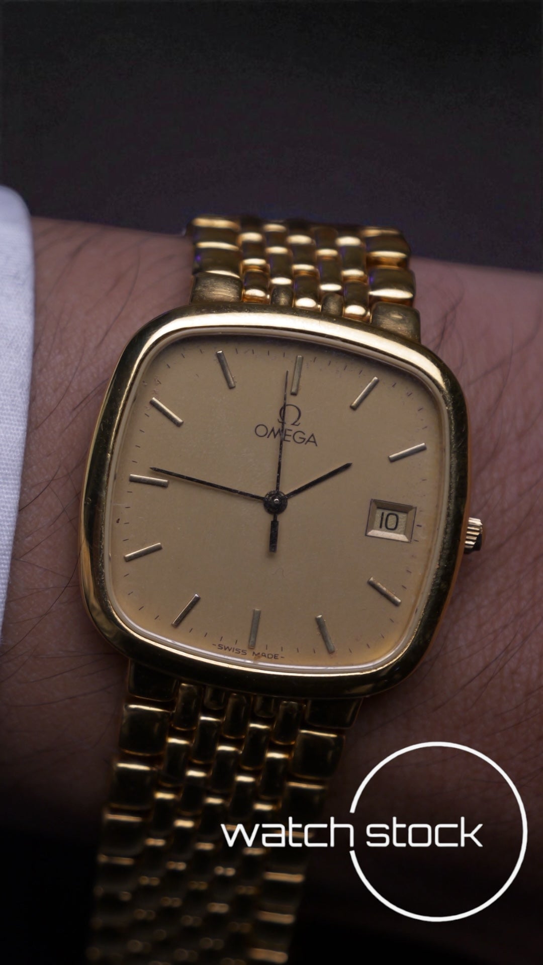 Omega de ville bracciale chicchi di riso placcato oro ref: 39508772 anno 1989