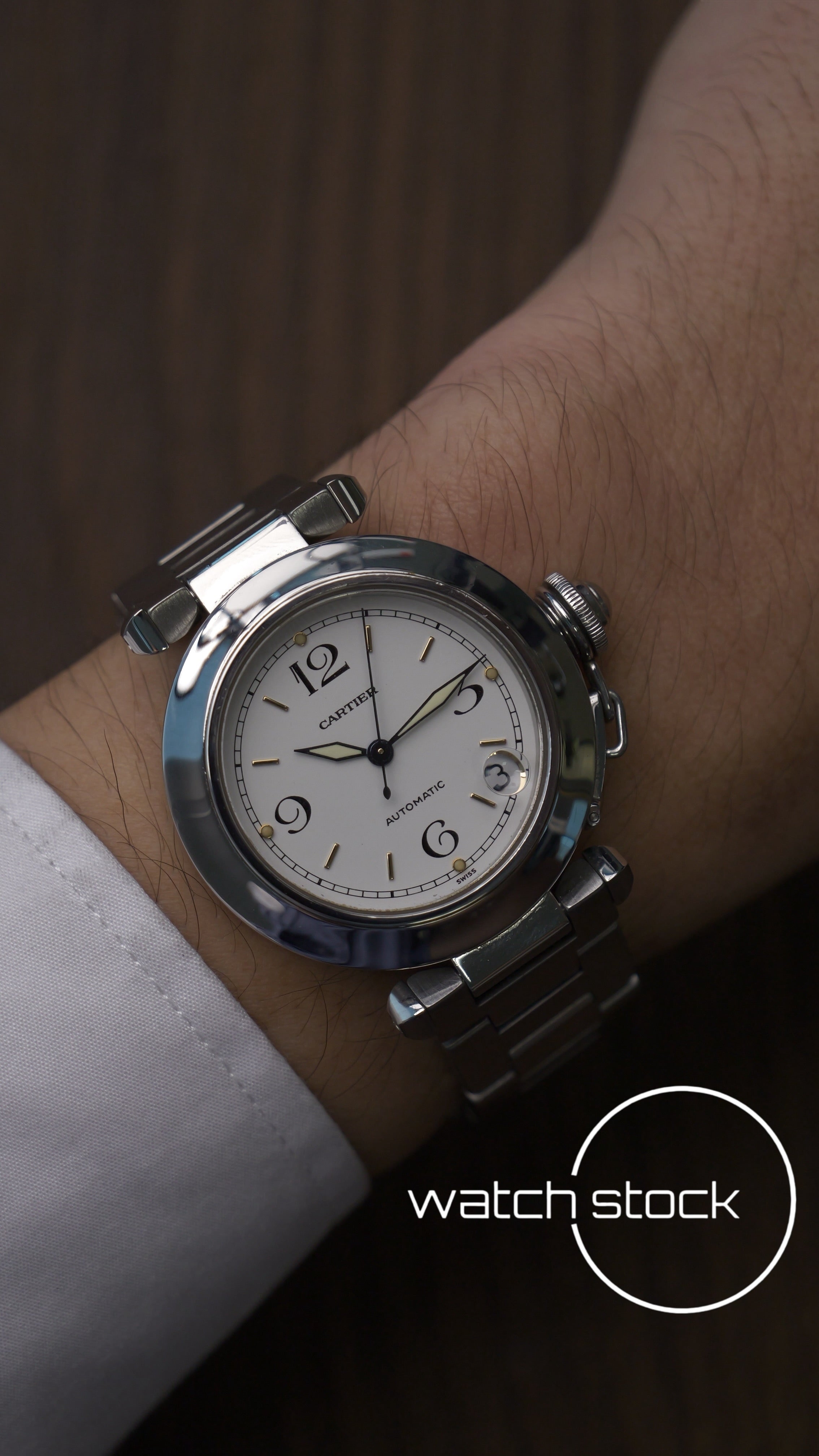 Cartier Pasha Automatic 35mm ref.2324 white dial+ papers