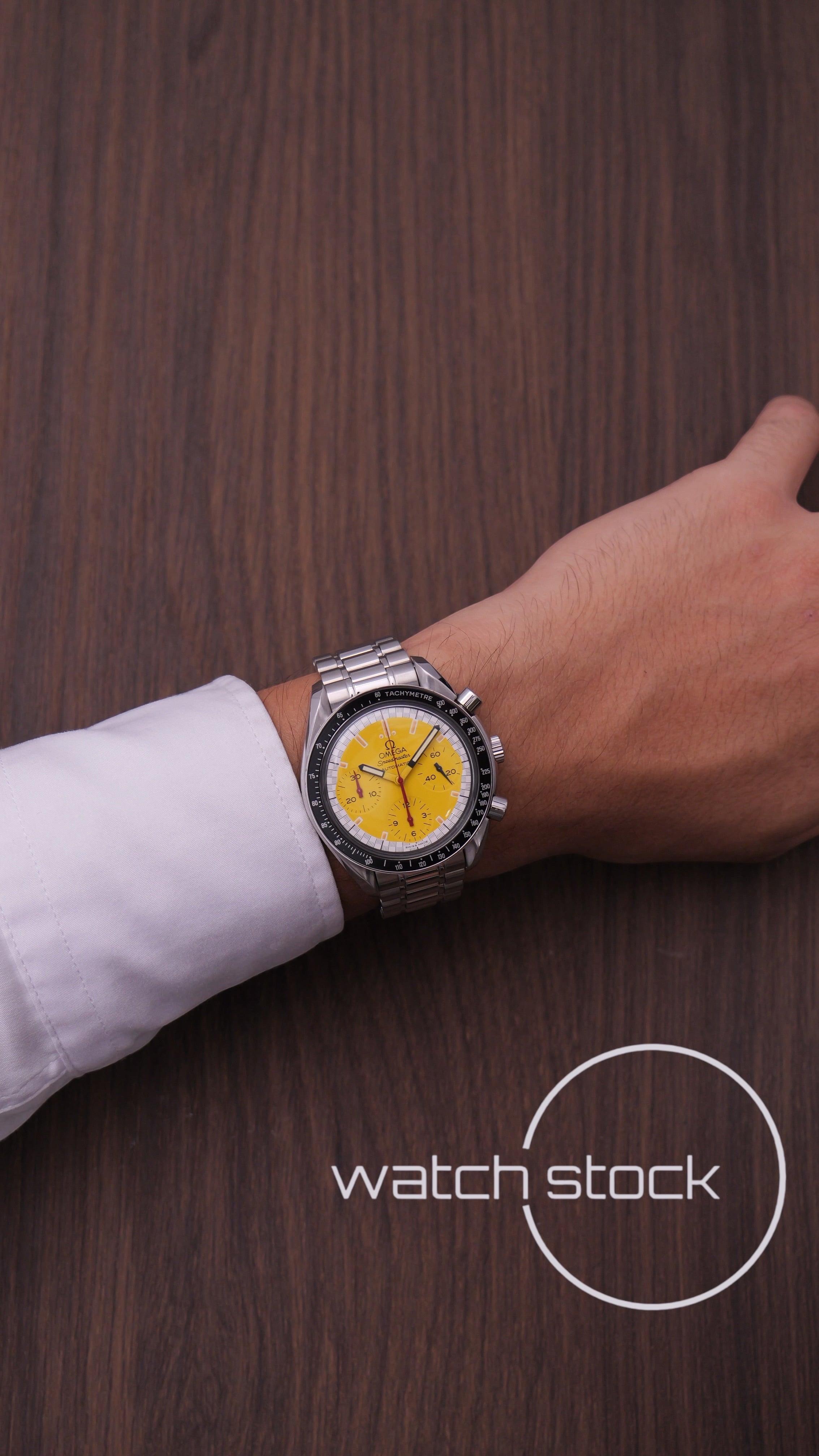 Omega speedmaster Schumacher reduced yellow dial ref. 175.0032 39mm automatic 1995