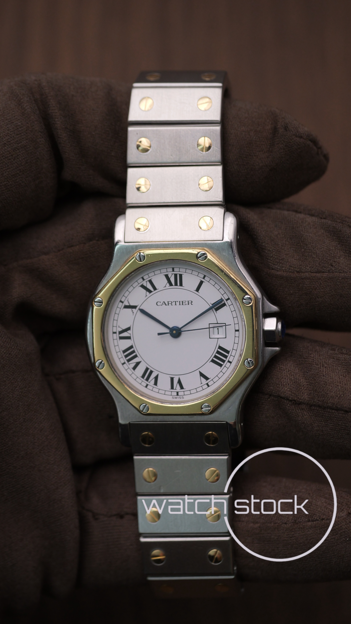 Cartier santos Octagon 30mm acciaio oro Large men ref.2966 Automatic