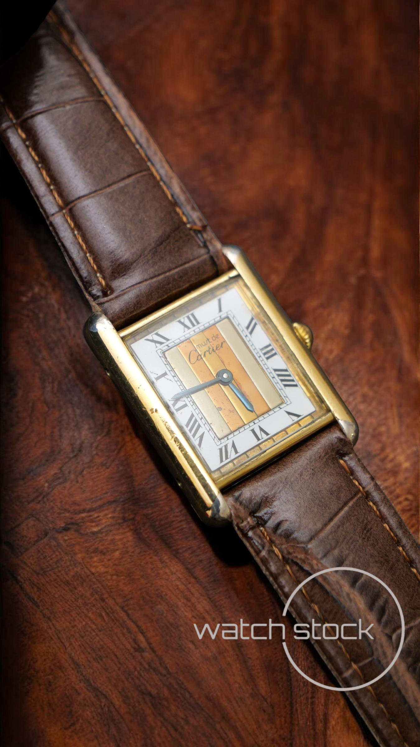 Cartier tank ref.29460 vermeil argent plaque gold trinity dial quarz tg.6 grande