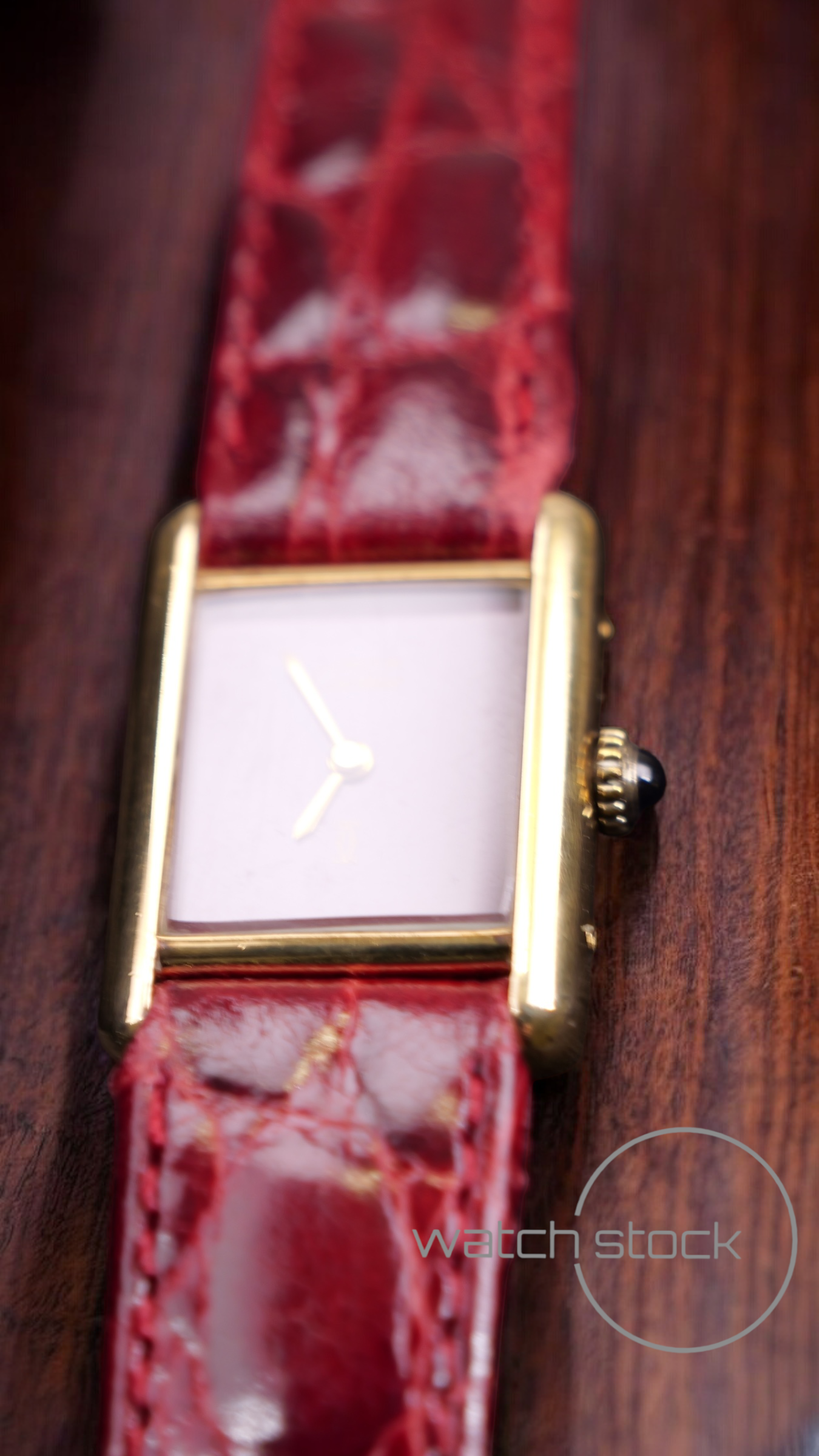 Cartier tank vermeil must de cartier argent plaque gold burgundy dial meccanico box