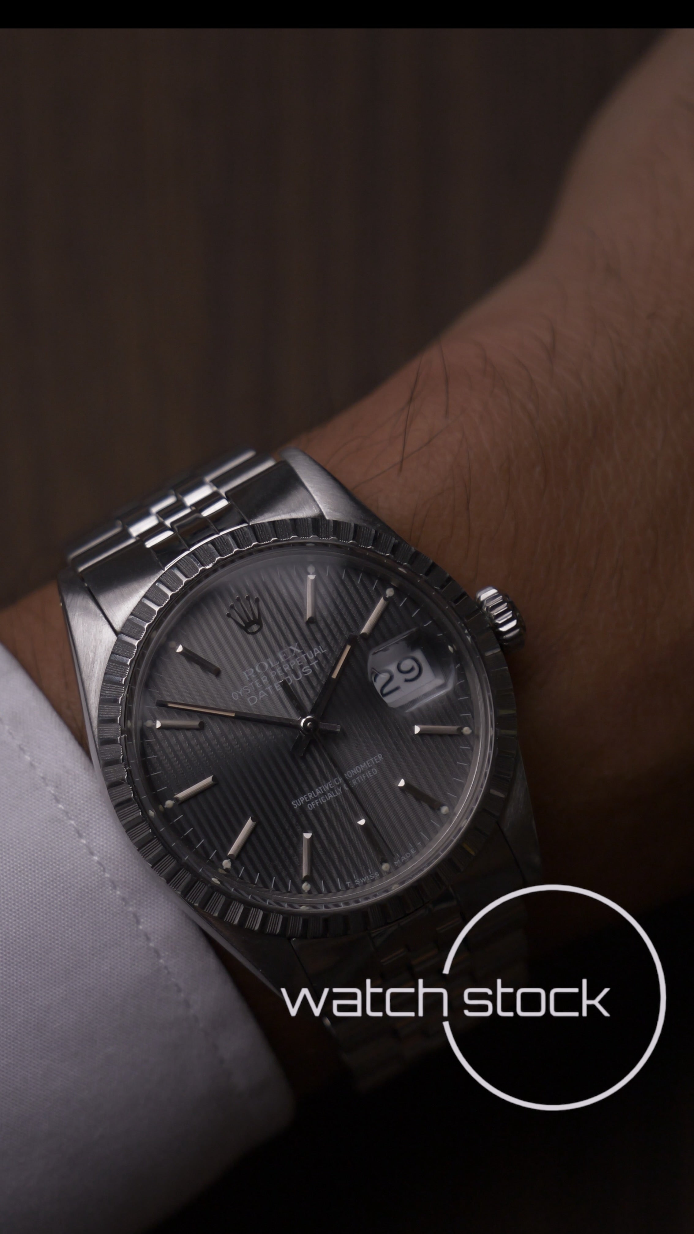 Rolex datejust 36mm grey tapestry dial 1987 ref.16030