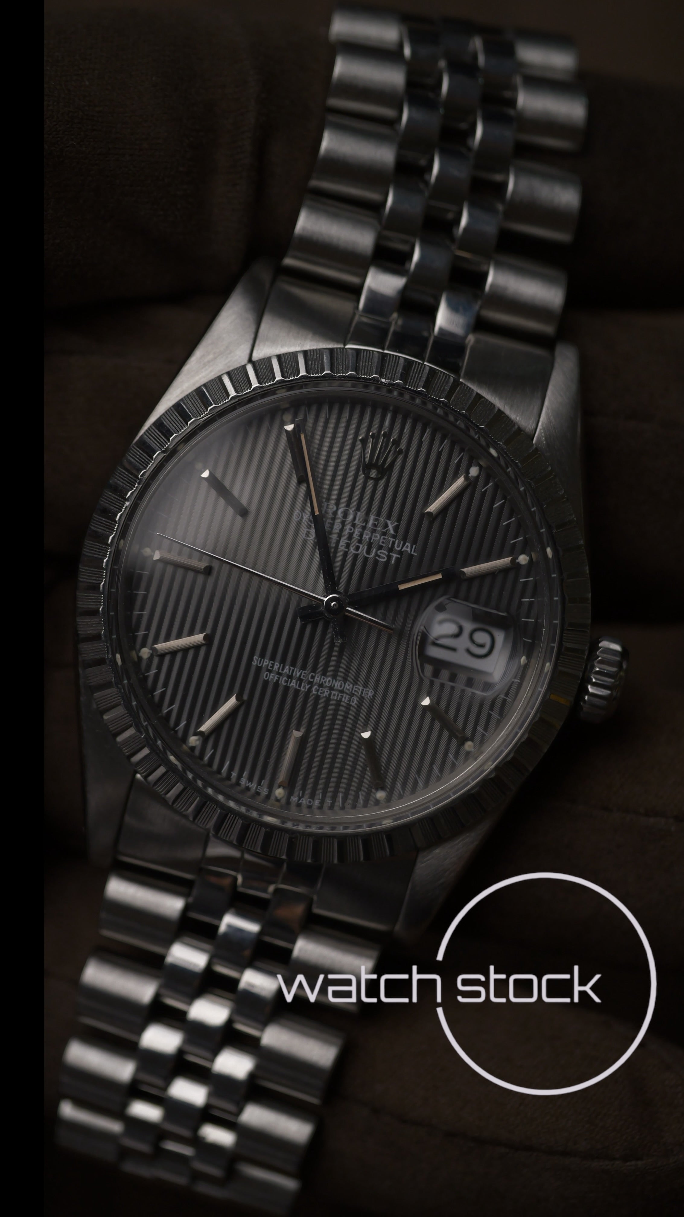 Rolex datejust 36mm grey tapestry dial 1987 ref.16030