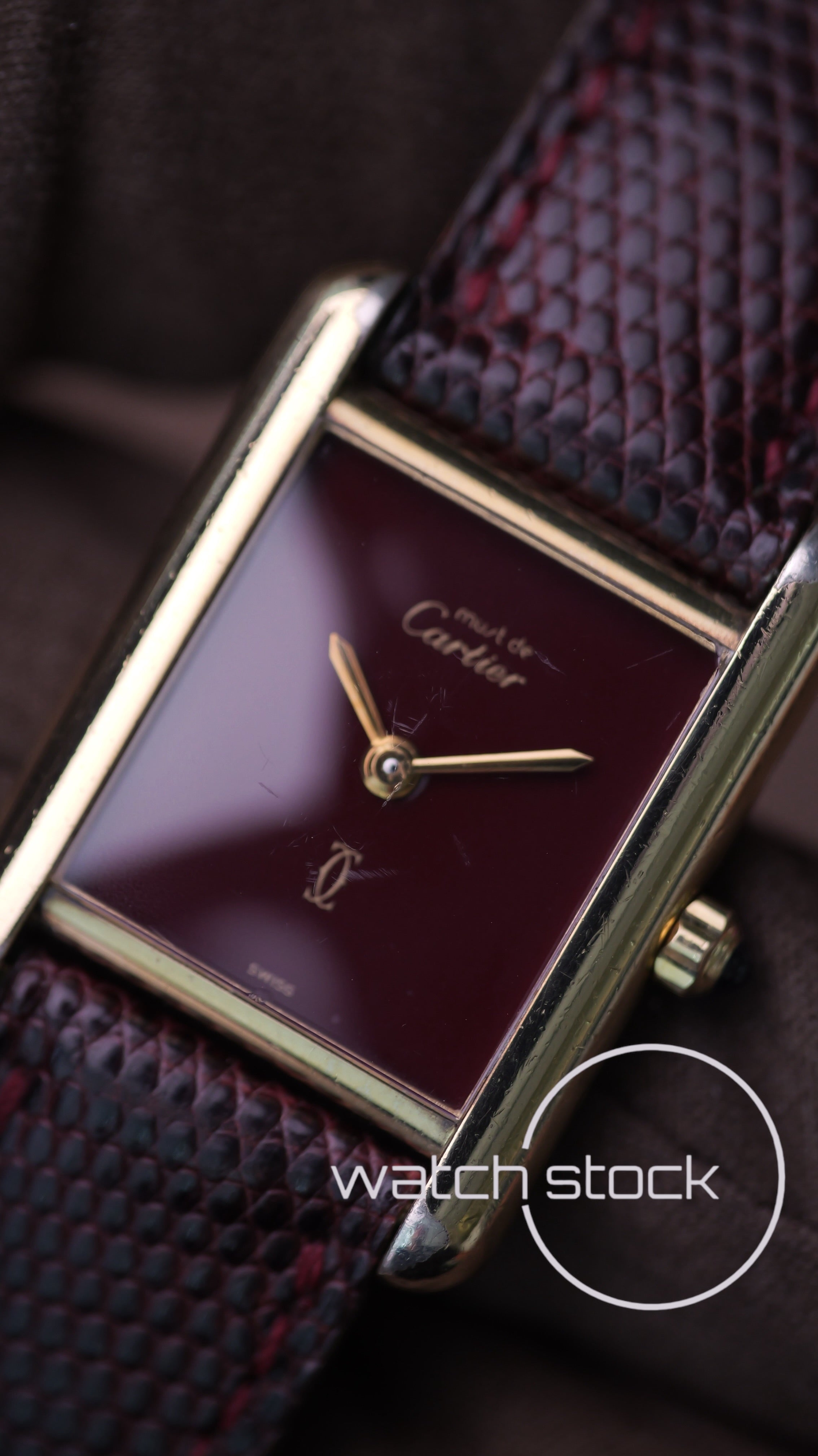 Cartier Tank TG3 Burgundy Dial 1980