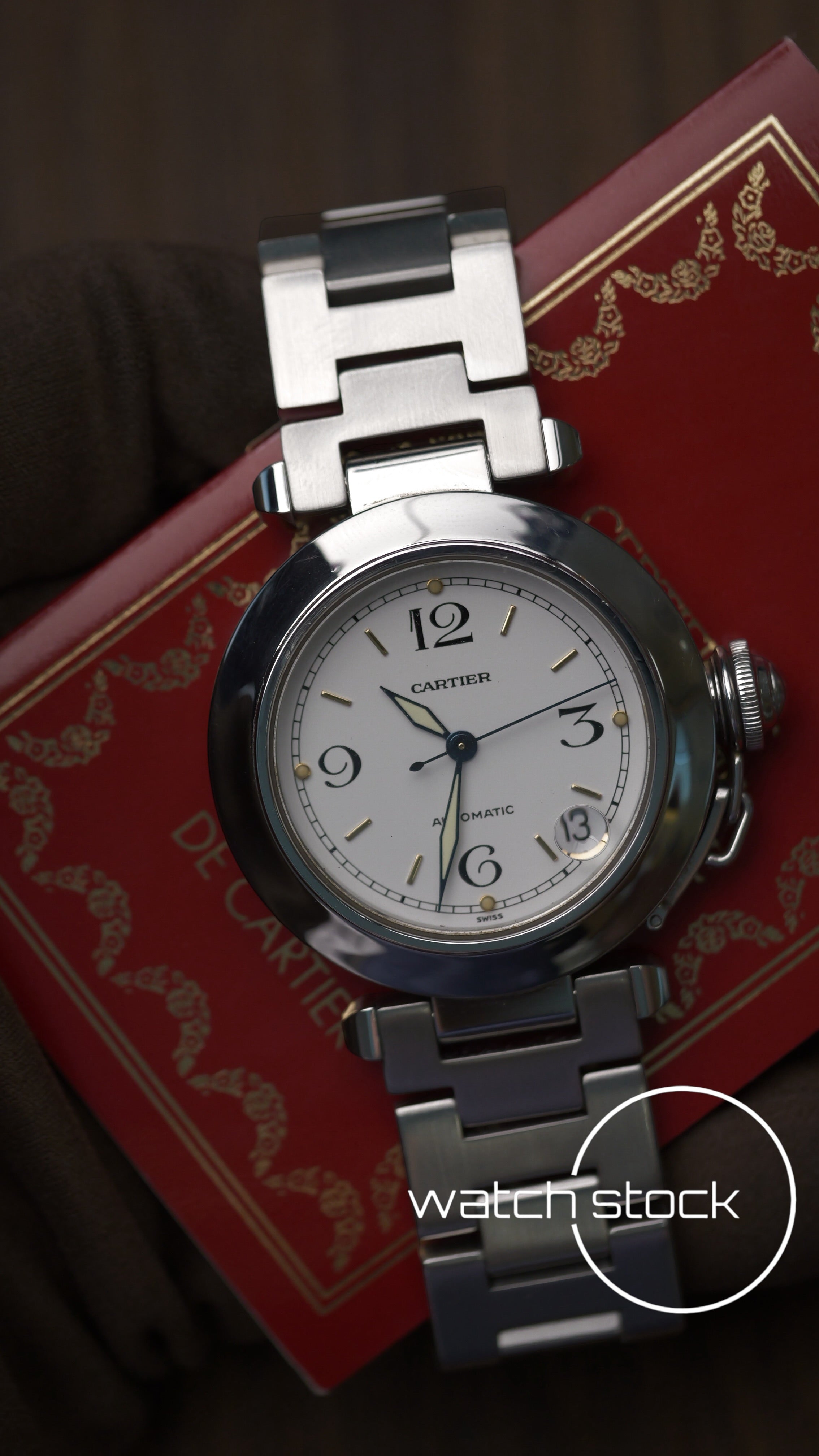 Cartier Pasha Automatic 35mm ref.2324 white dial+ papers
