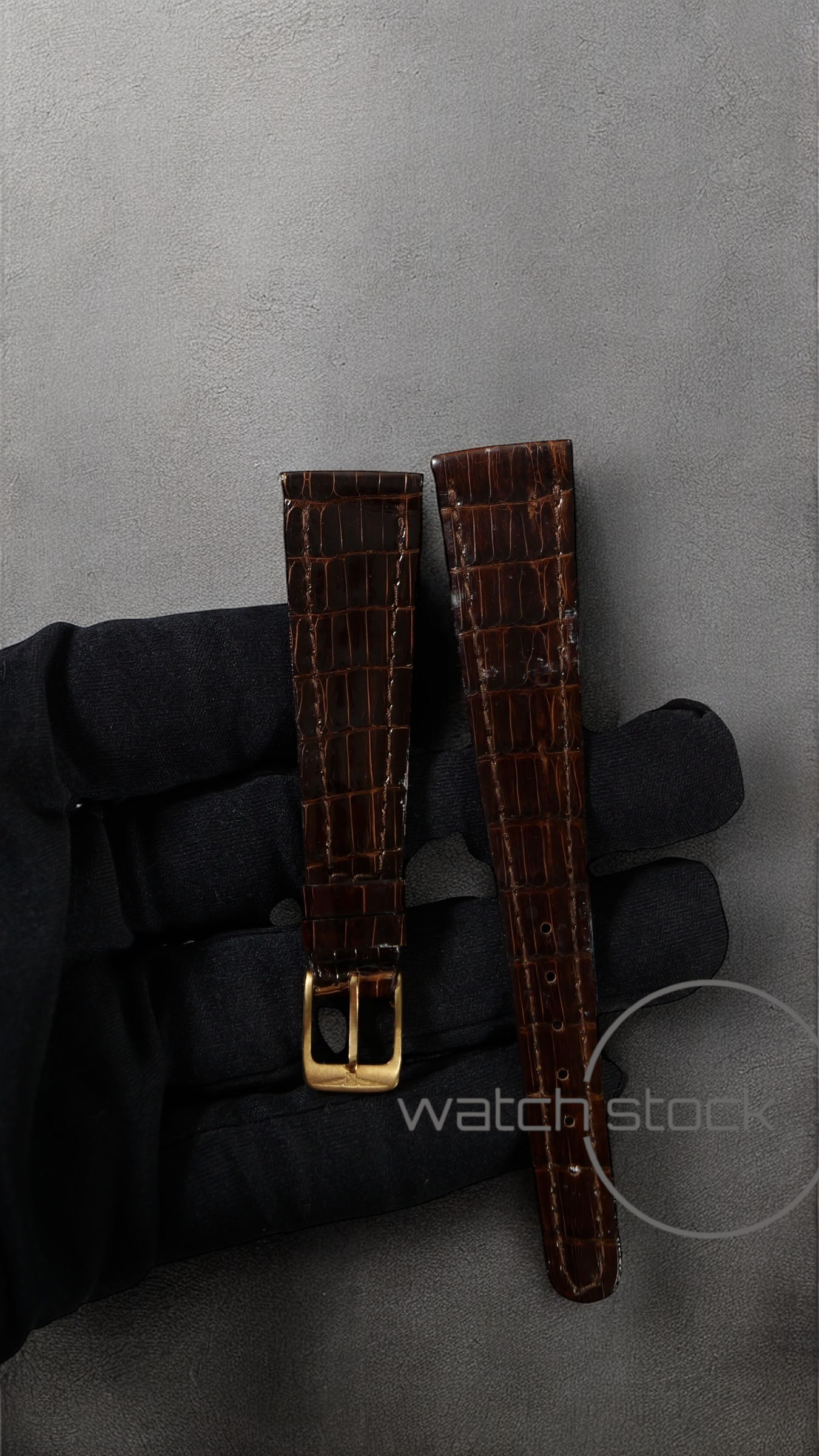 Cinturino Longines in pelle di coccodrillo marrone con fibbia loggata ansa 18mm