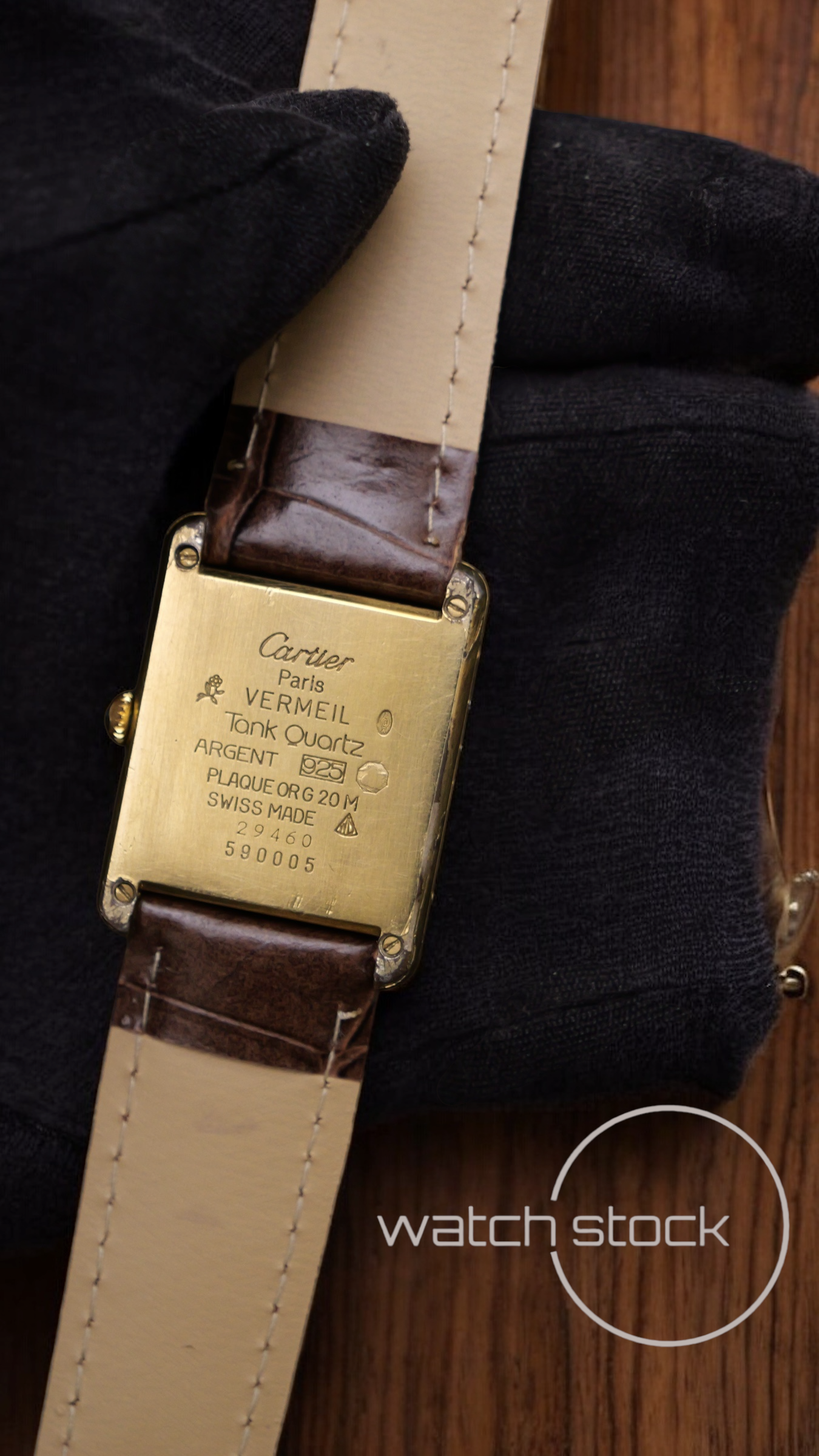 Cartier tank ref.29460 vermeil argent plaque gold trinity dial quarz tg.6 grande