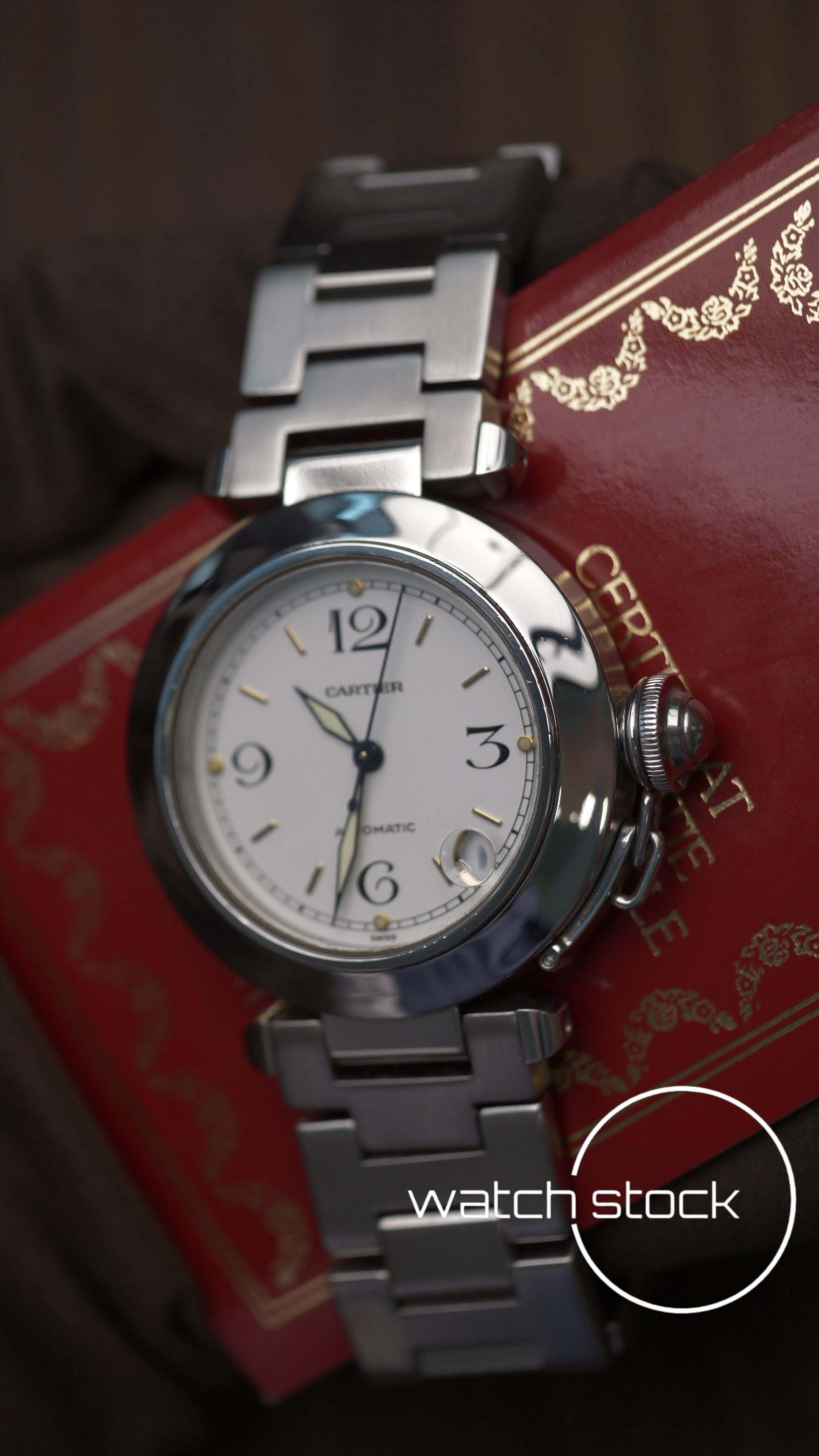 Cartier Pasha Automatic 35mm ref.2324 white dial+ papers