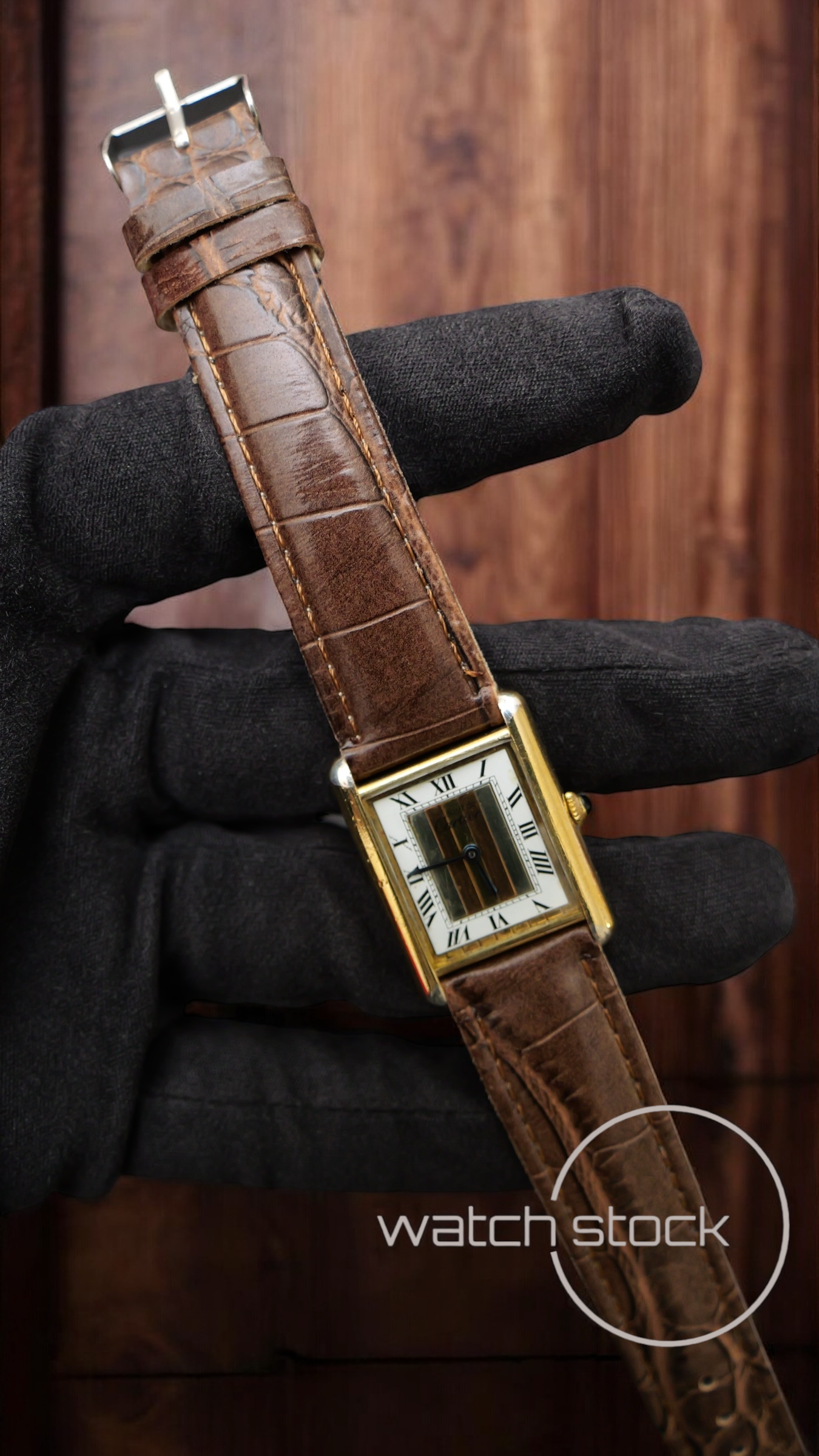 Cartier tank ref.29460 vermeil argent plaque gold trinity dial quarz tg.6 grande