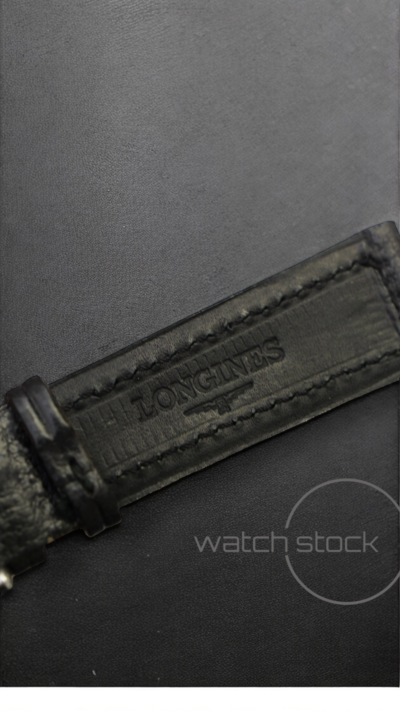 Cinturino Longines in pelle nera con fibbia loggata ansa 21mm