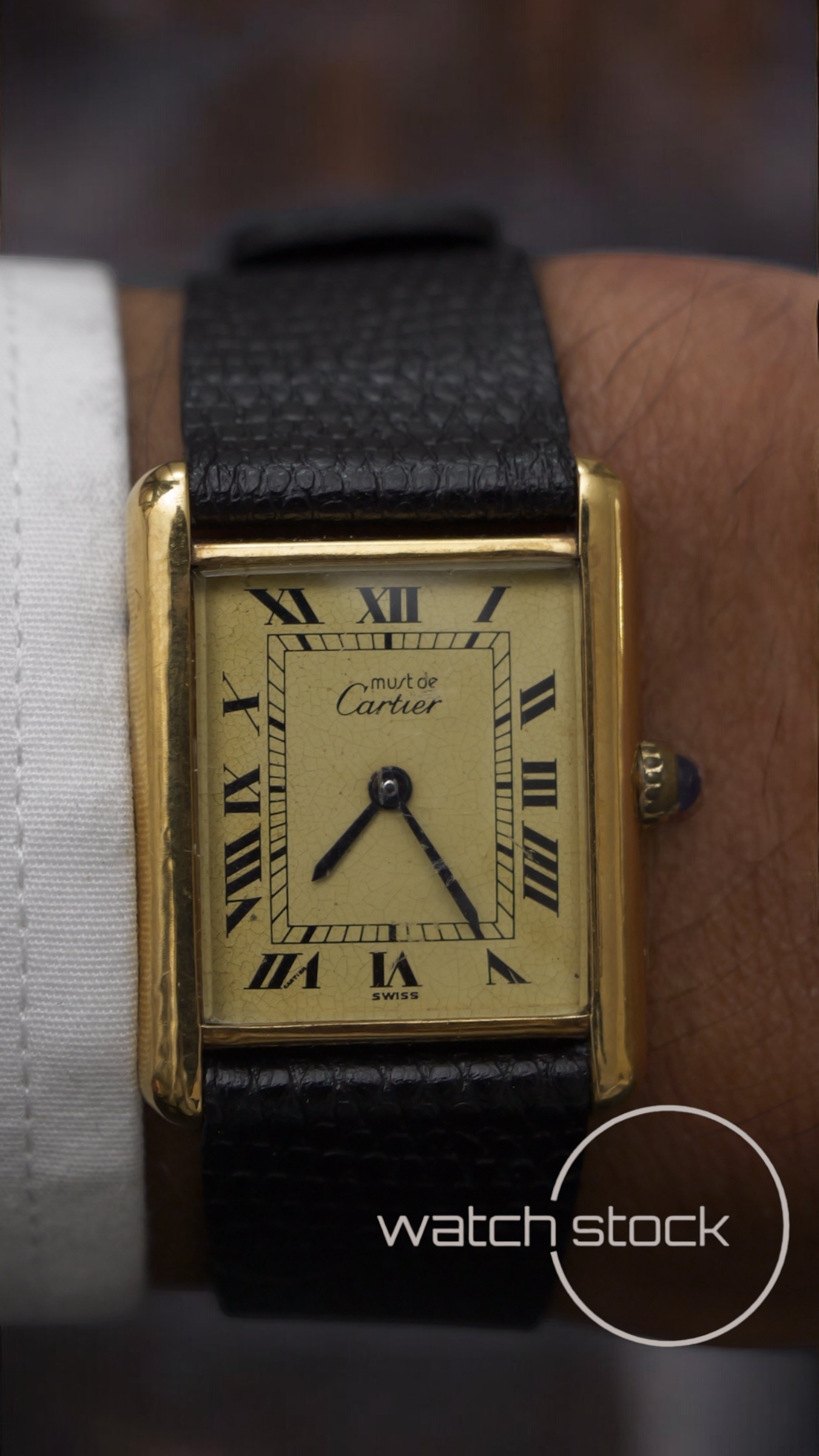 Cartier tank vermeil argent plaque caramel dial quarz tg.6 grande APPENA REVISIONATO