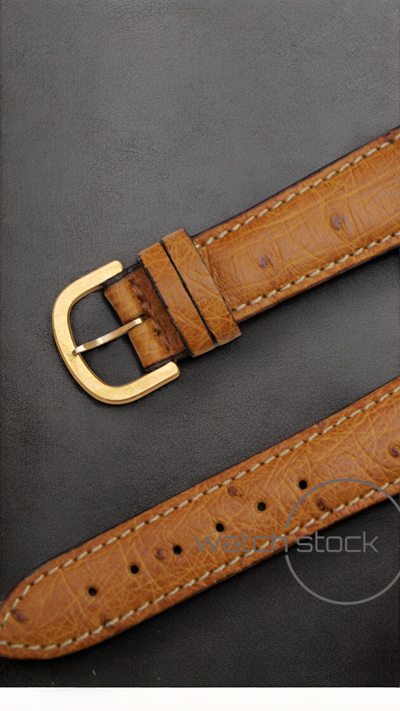 Cinturino Longines in pelle di struzzo marrone con fibbia loggata ansa 20mm