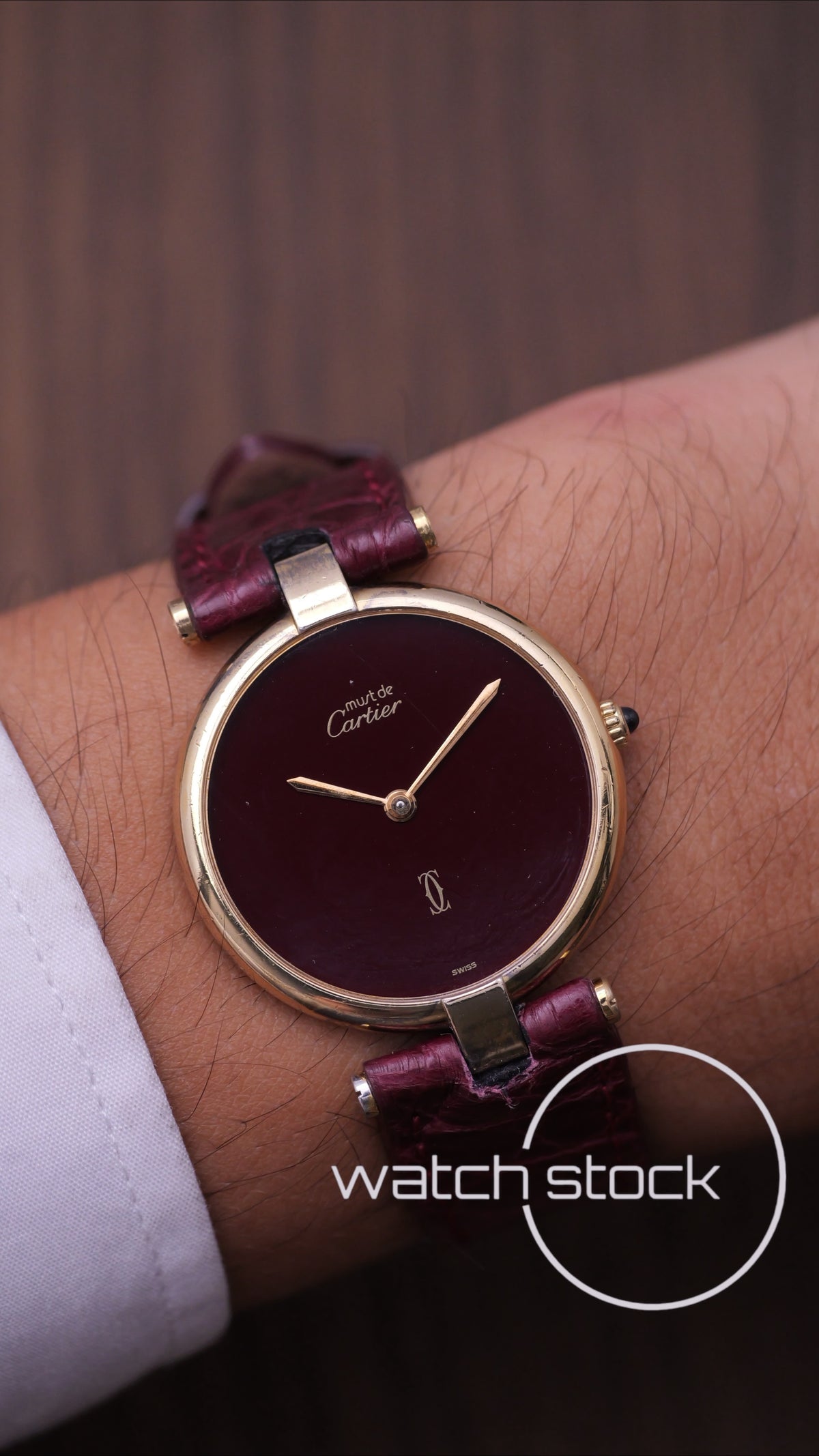 Cartier Vendome ref.590003 30mm Burgundy dial 1980