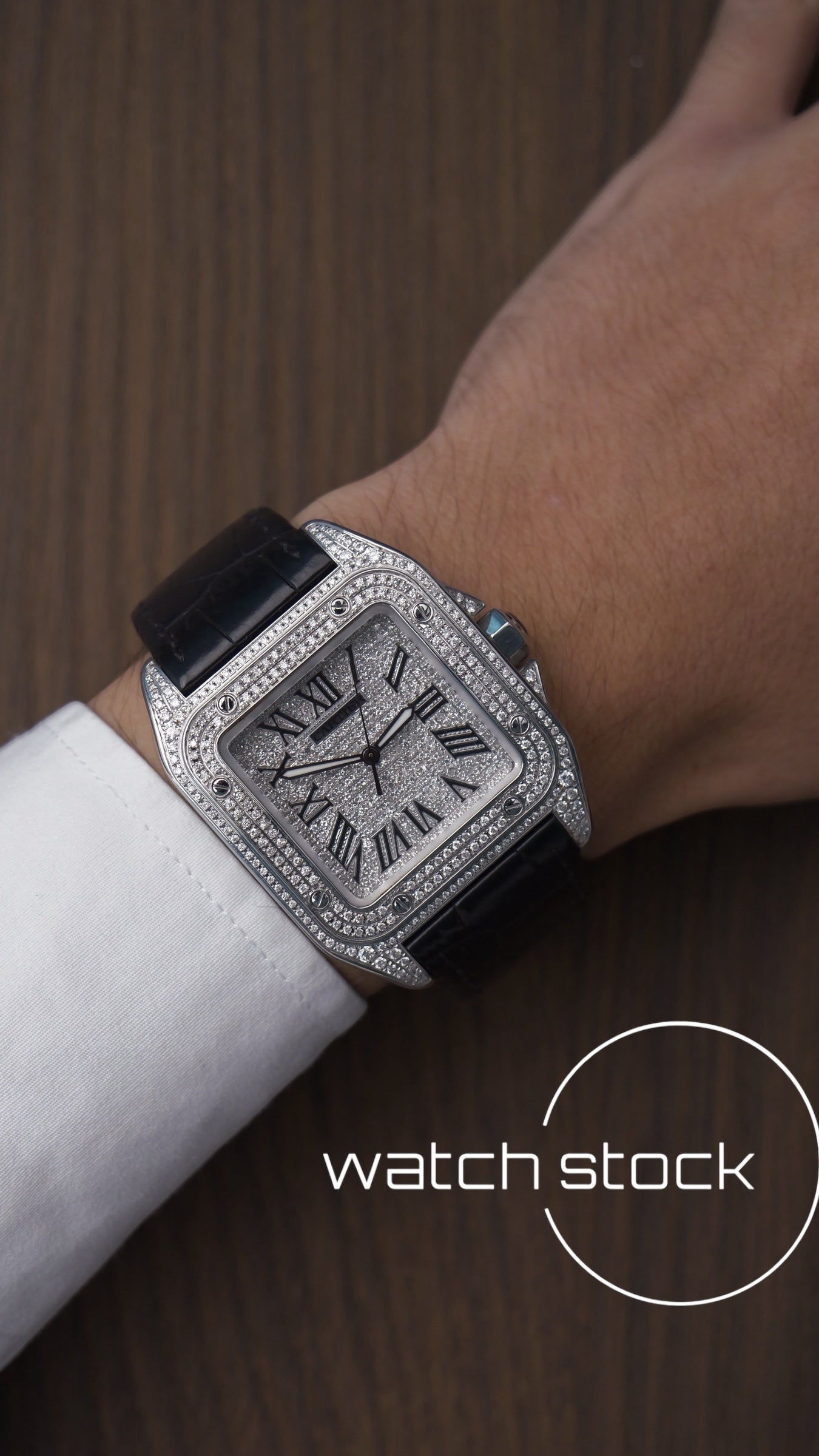 Cartier santos 100 XL ref.2656 Automatic custom diamond