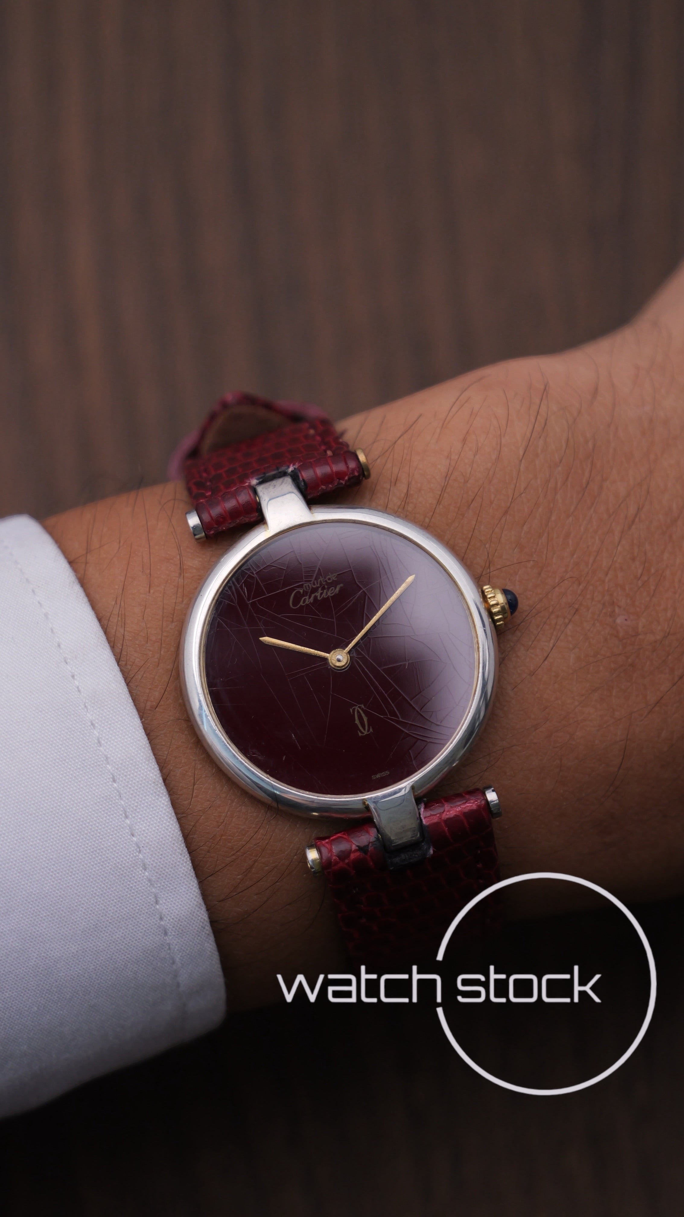 Cartier Vendome 30mm Burgundy dial 1980