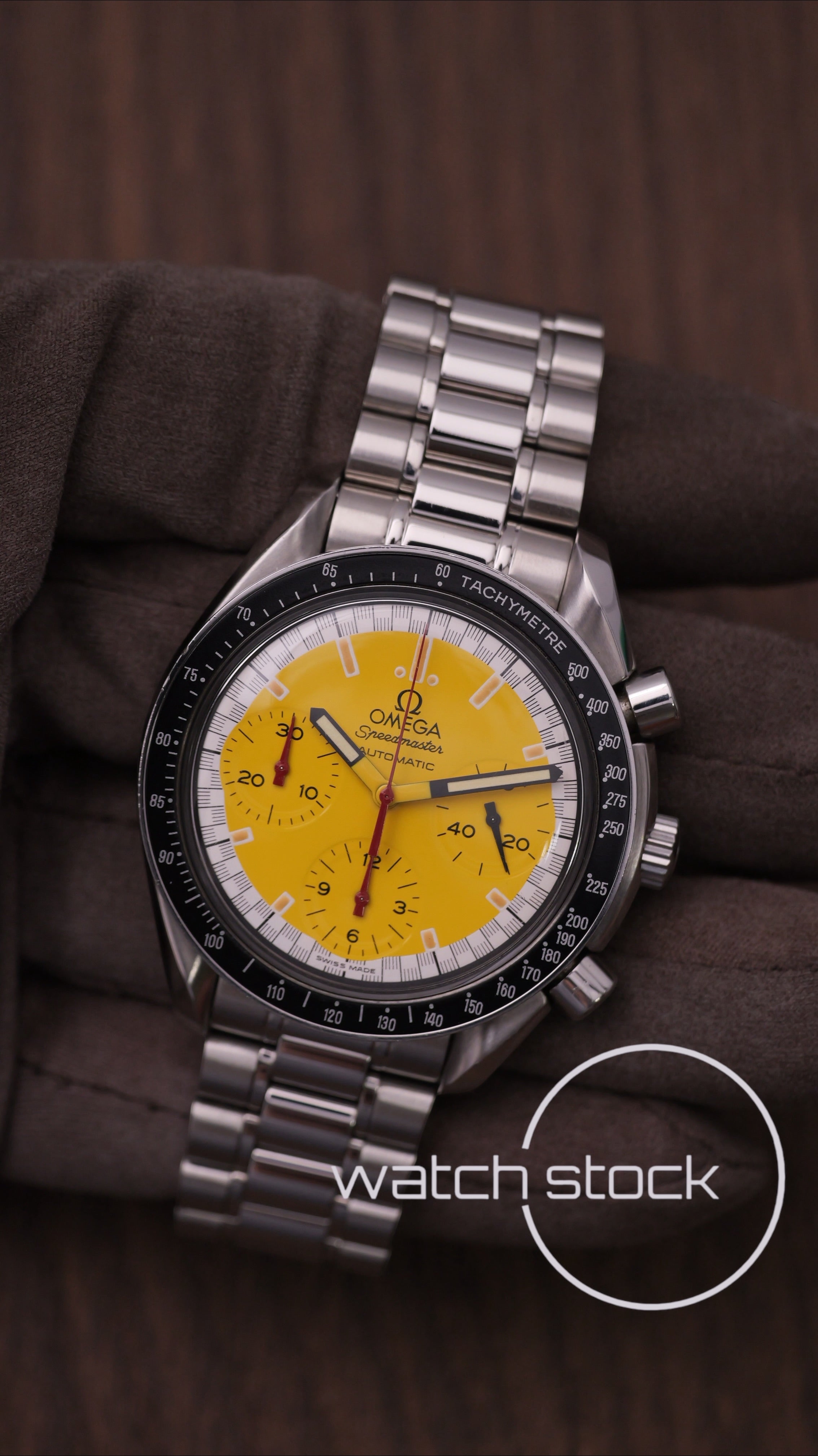 Omega speedmaster Schumacher reduced yellow dial ref. 175.0032 39mm automatic 1995