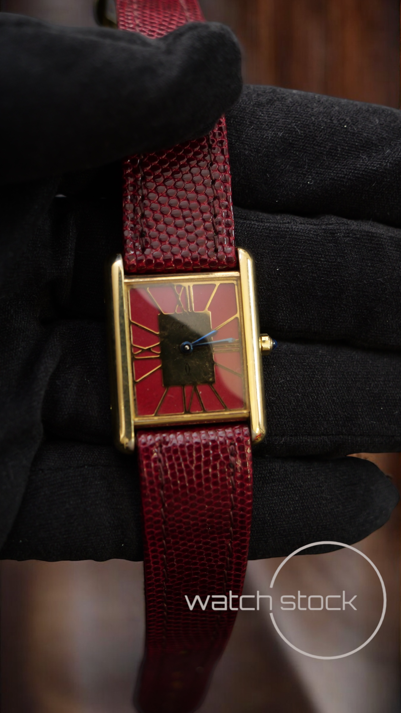 Cartier tank vermeil argent plaque gold dial quarz tg.6 grande RARO