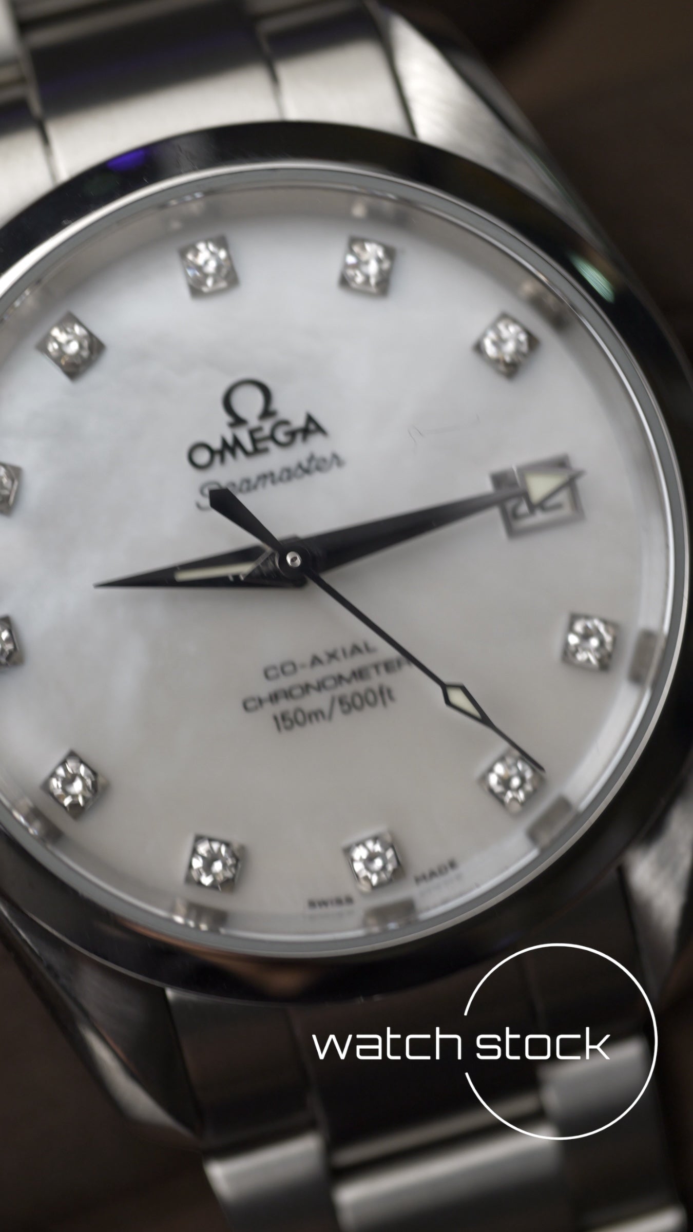 Omega Seamaster Acquaterra 36mm co-axial ref.168.1115 dial madreperla e diamanti serviced