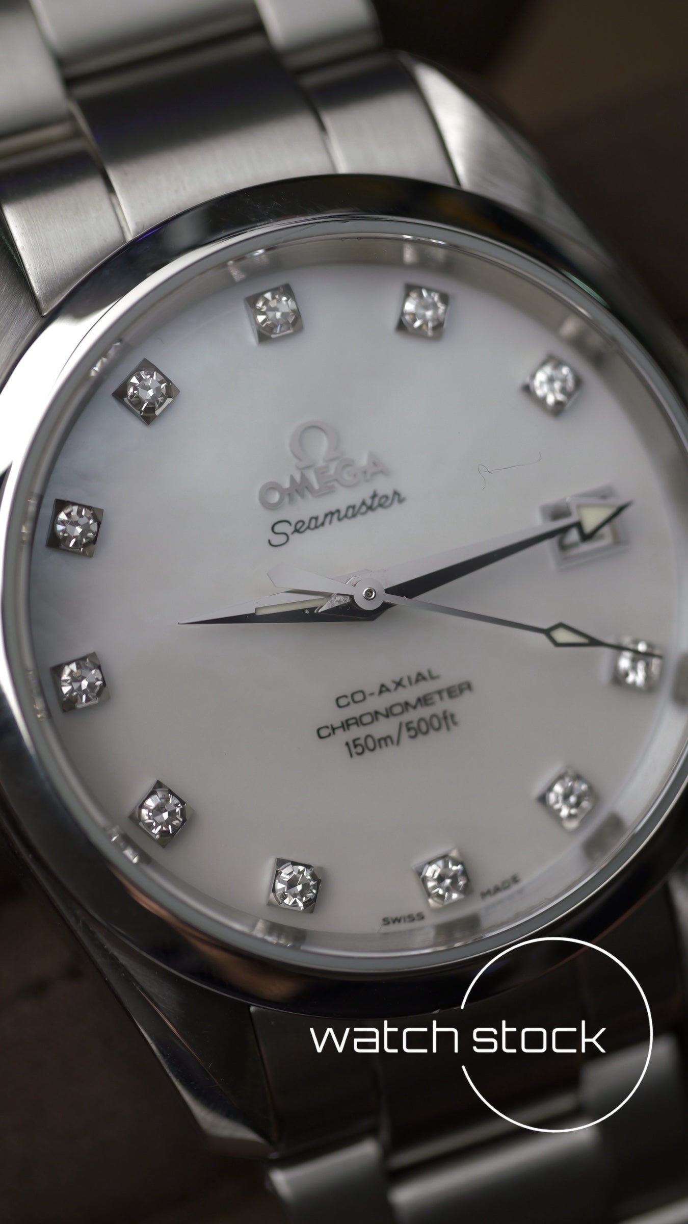 Omega Seamaster Acquaterra 36mm co-axial ref.168.1115 dial madreperla e diamanti serviced
