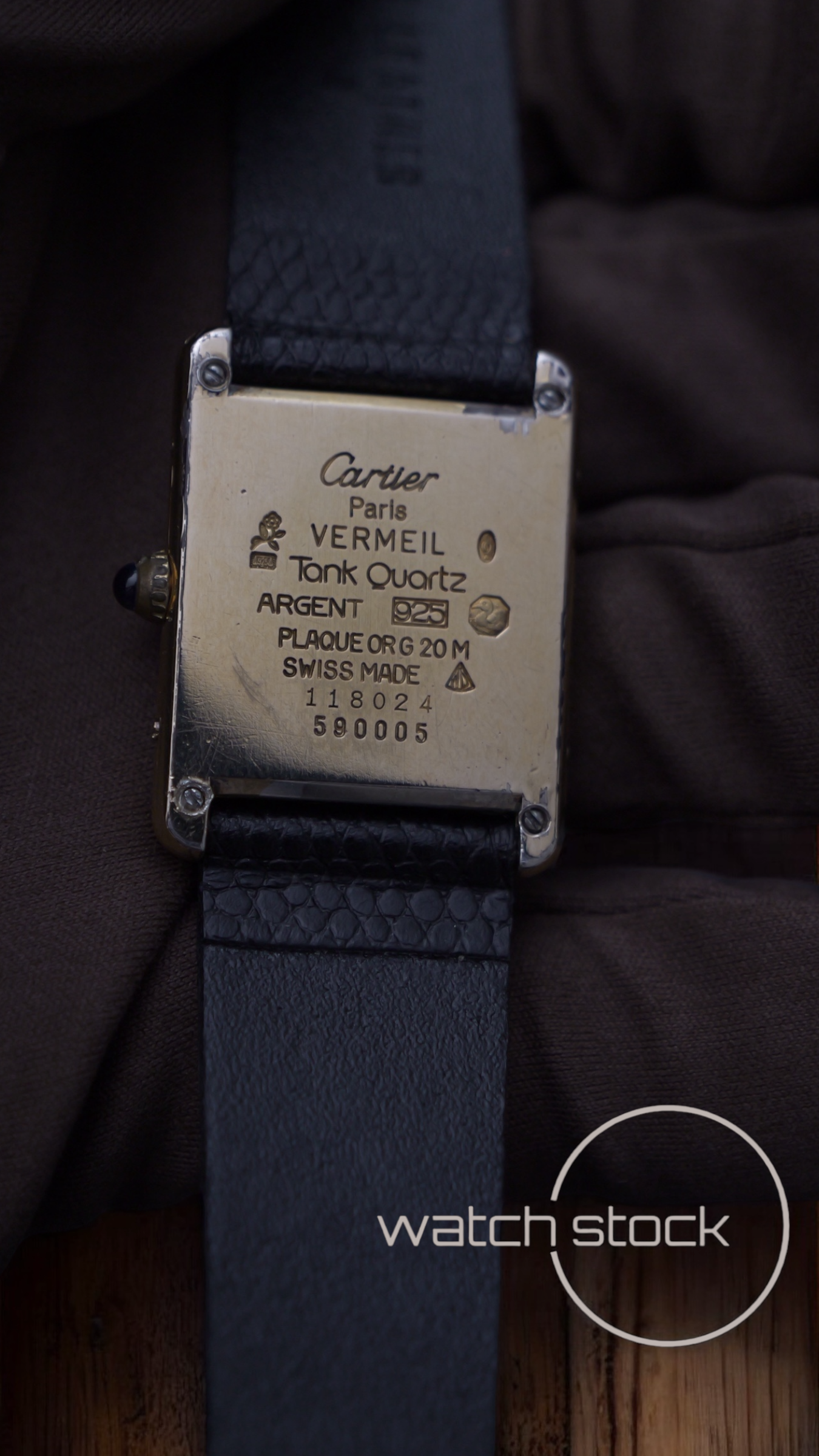 Cartier tank vermeil argent plaque caramel dial quarz tg.6 grande APPENA REVISIONATO