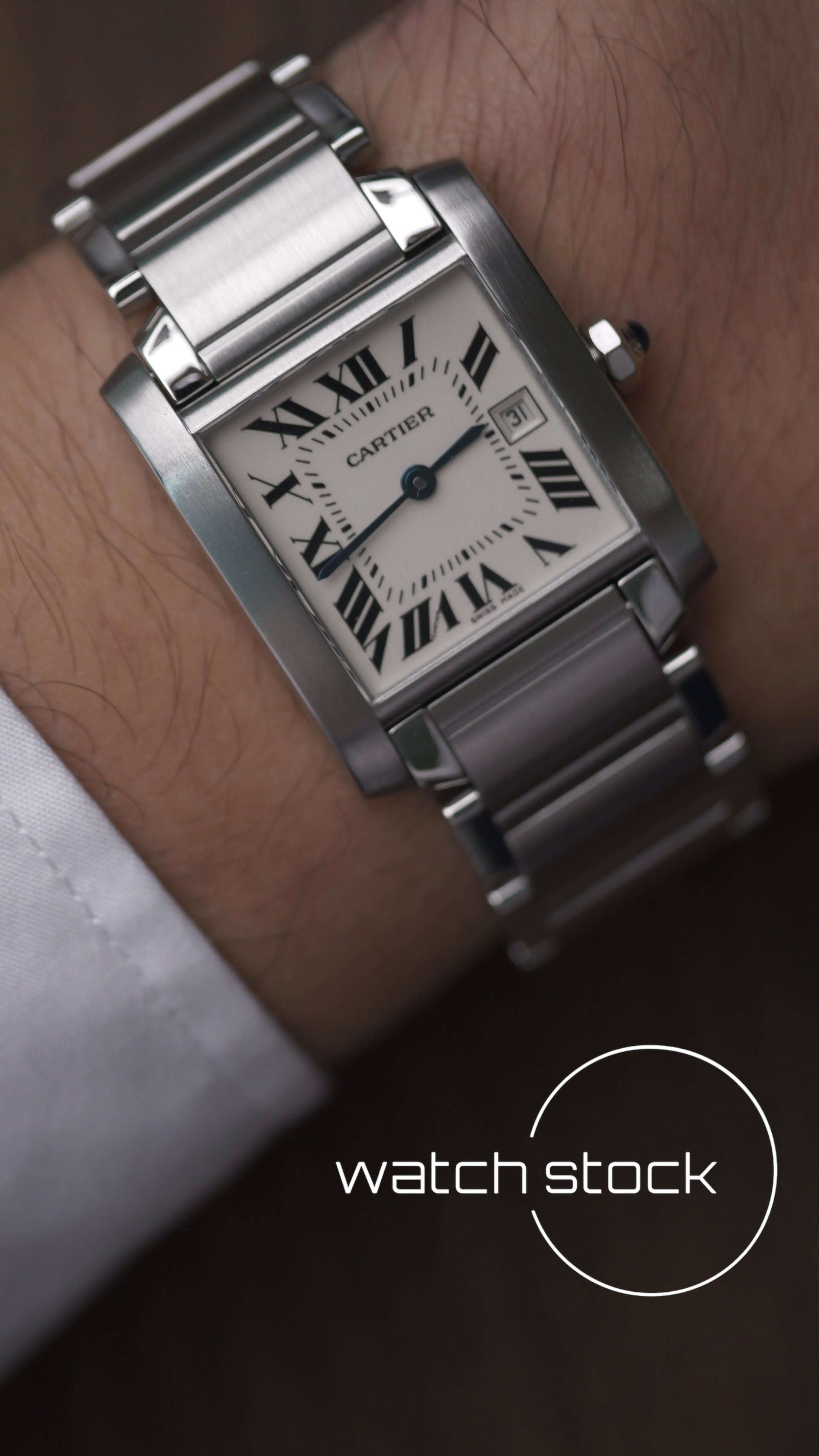 Cartier tank francaise medium ref.2465 29x30mm FULL SET quartz