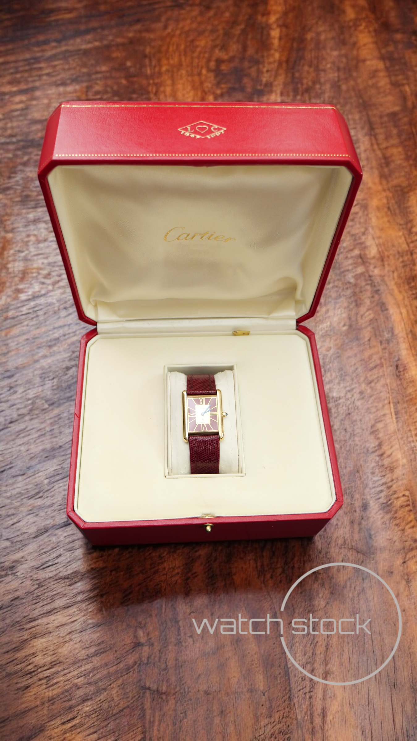 Cartier tank vermeil argent plaque gold dial quarz tg.6 grande RARO