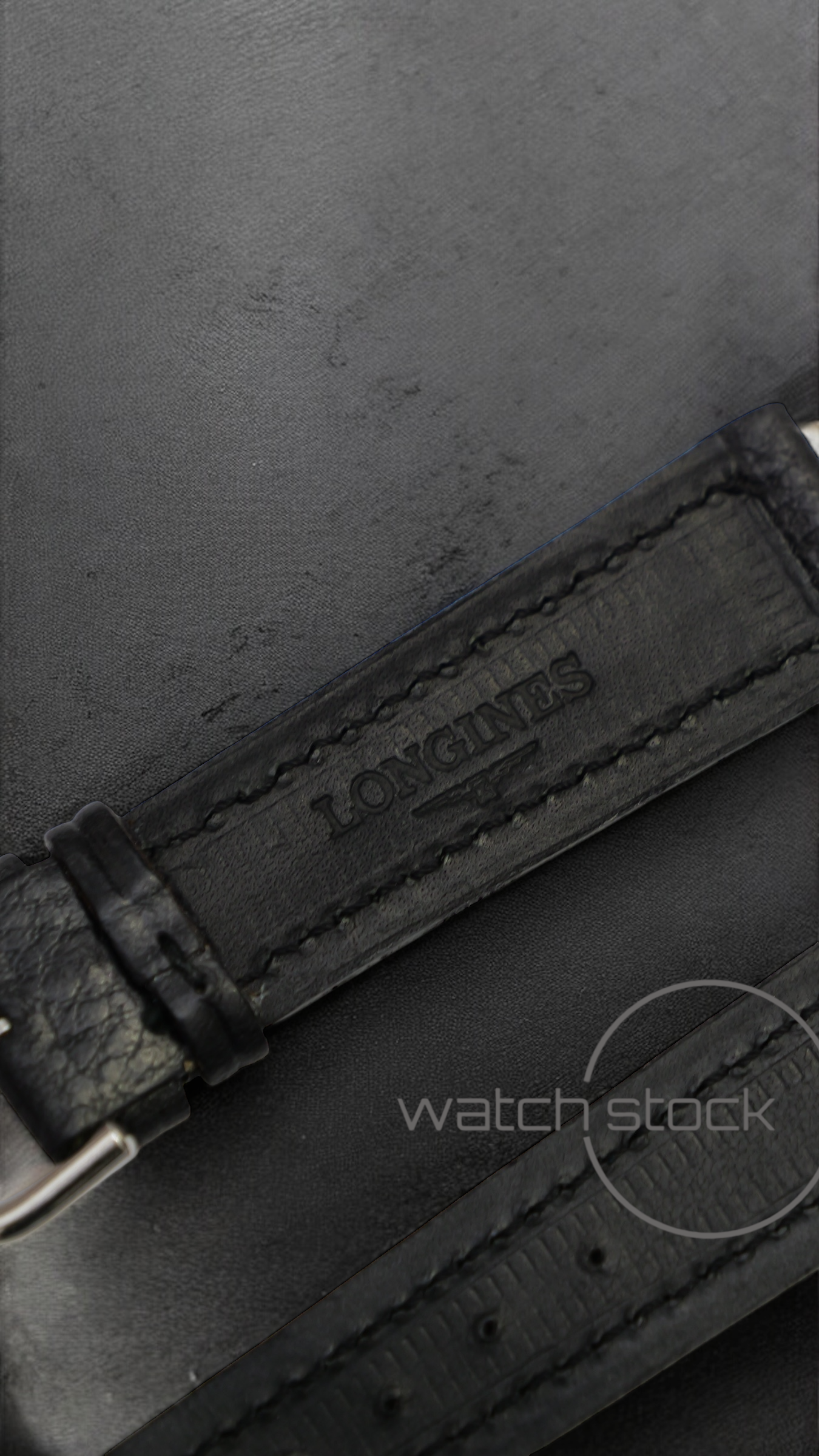 Cinturino Longines in pelle nera con fibbia loggata ansa 21mm