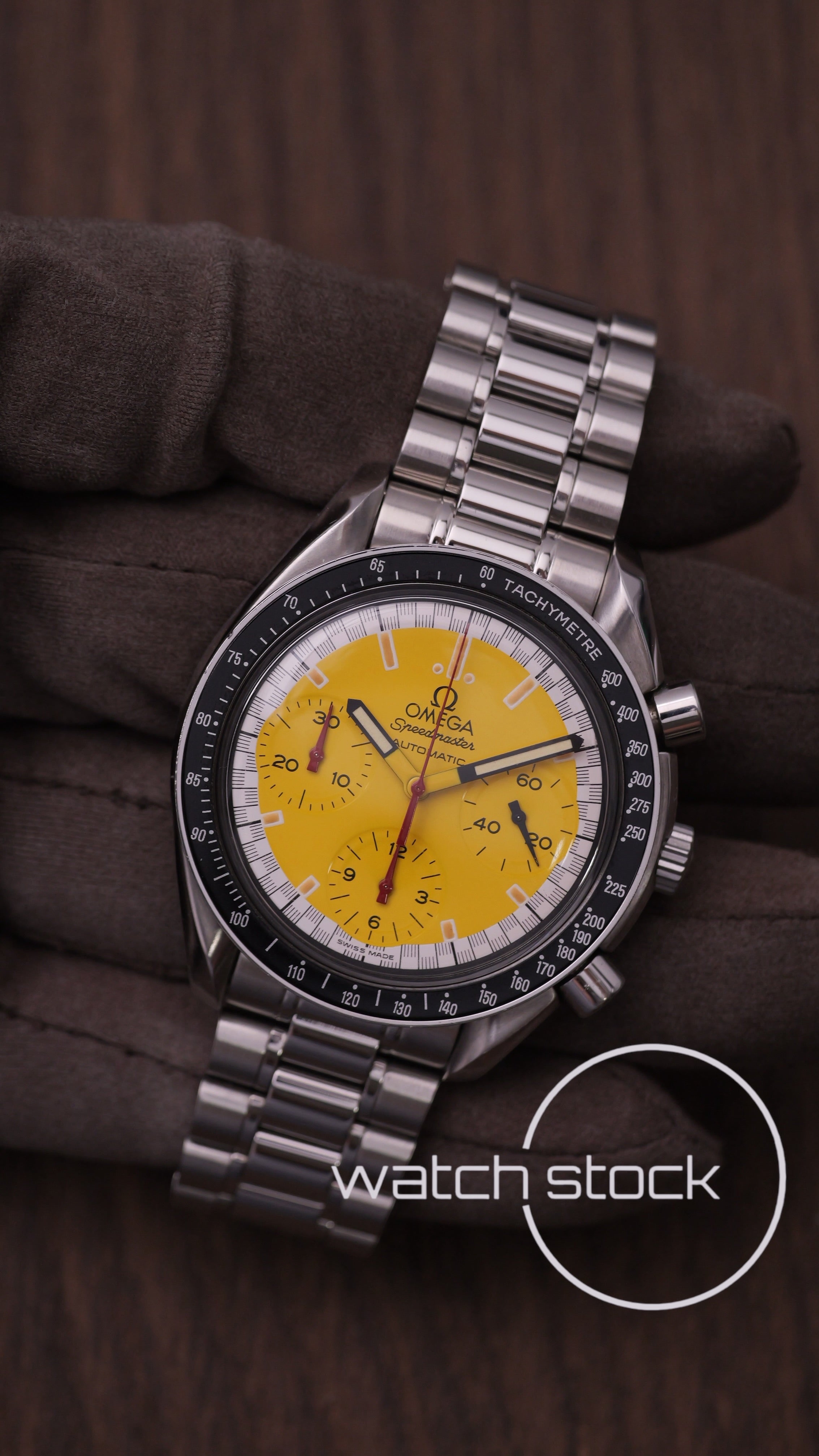 Omega speedmaster Schumacher reduced yellow dial ref. 175.0032 39mm automatic 1995