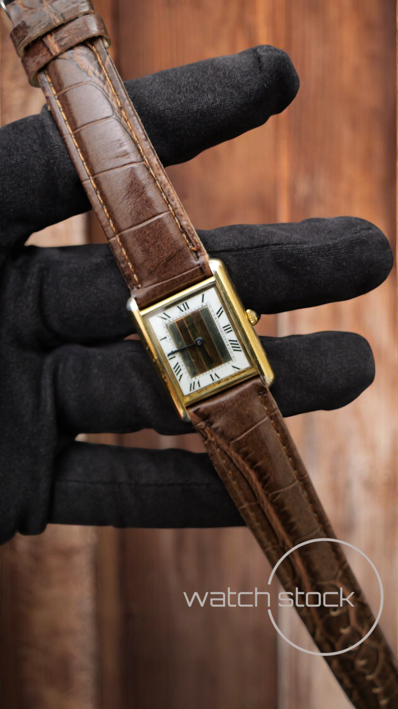 Cartier tank ref.29460 vermeil argent plaque gold trinity dial quarz tg.6 grande