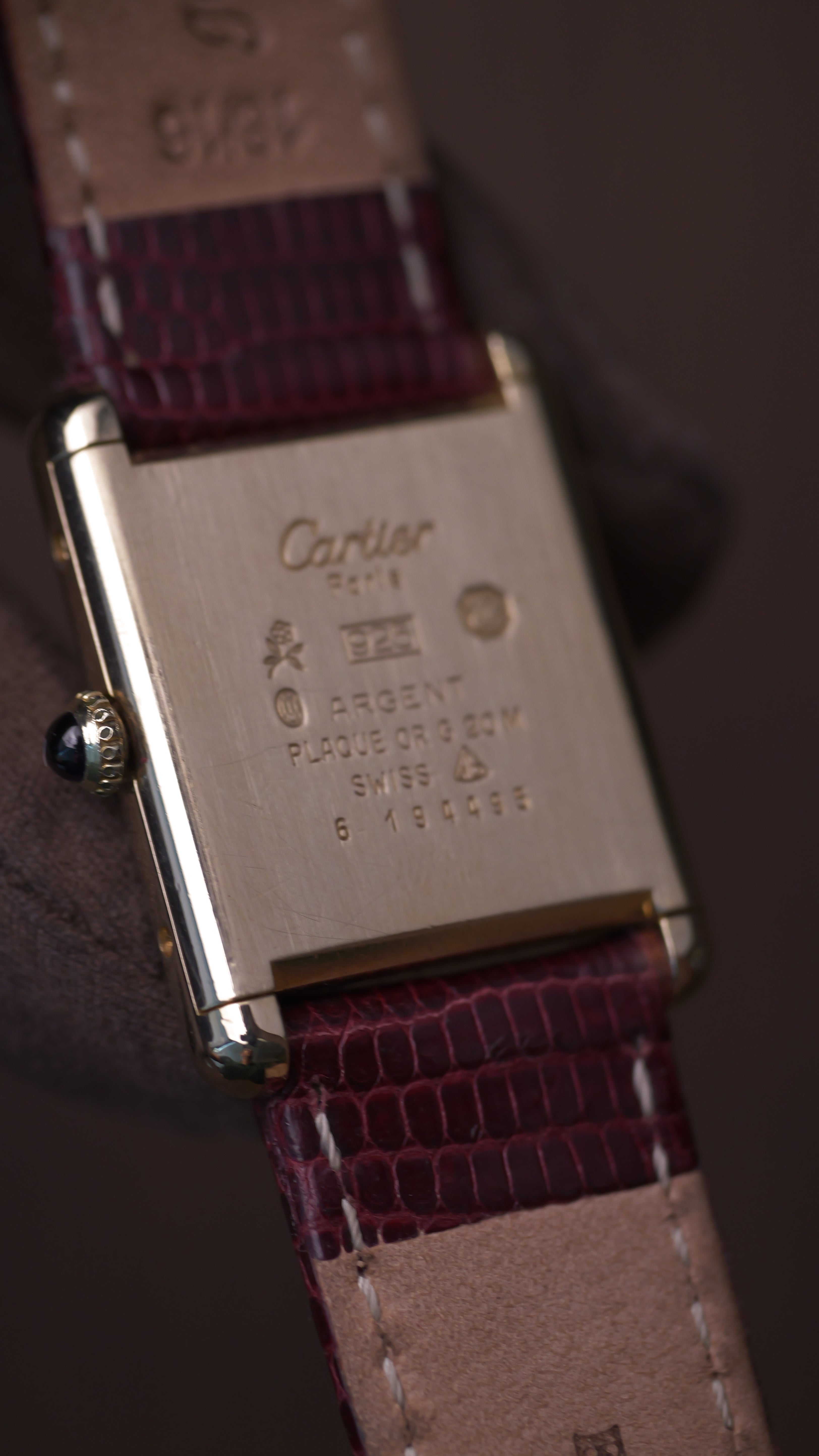 Cartier tank vintage burgundy dial tg.6
