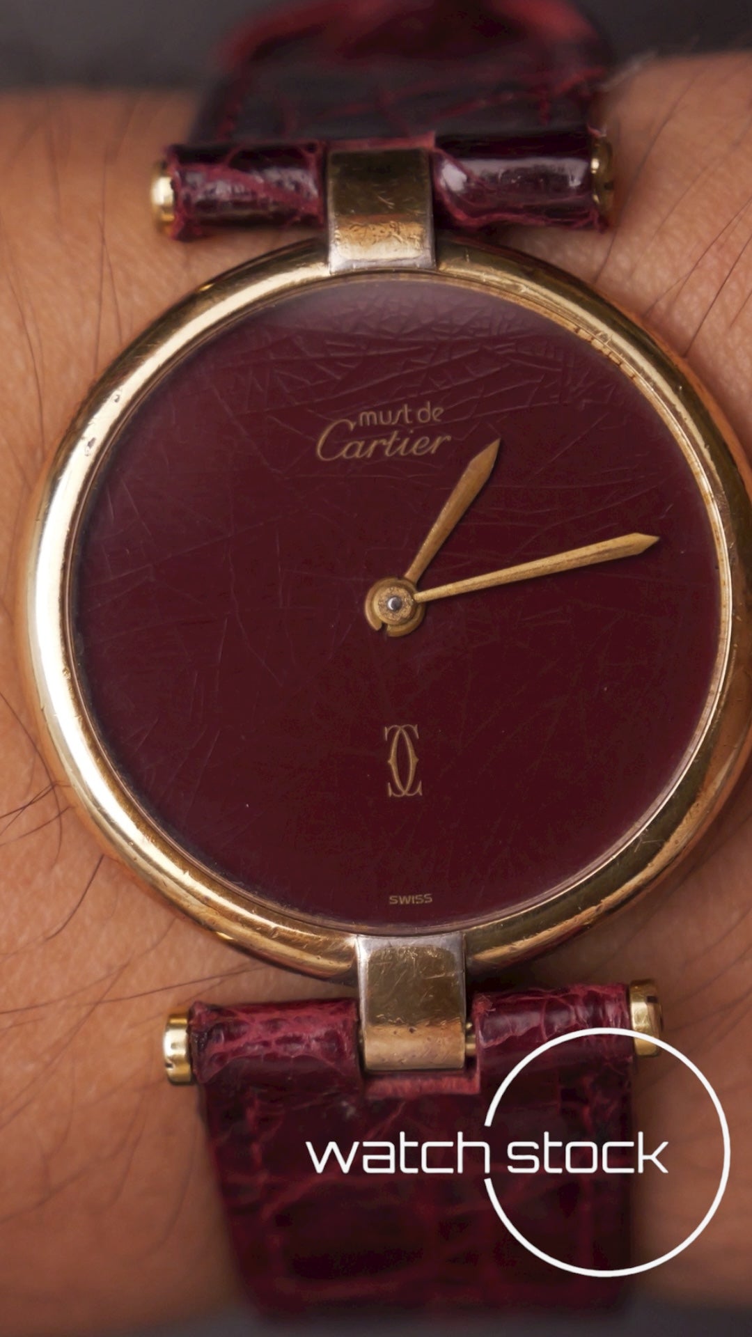 Cartier Vendomme quadrante Burgundy spyder anno 1990