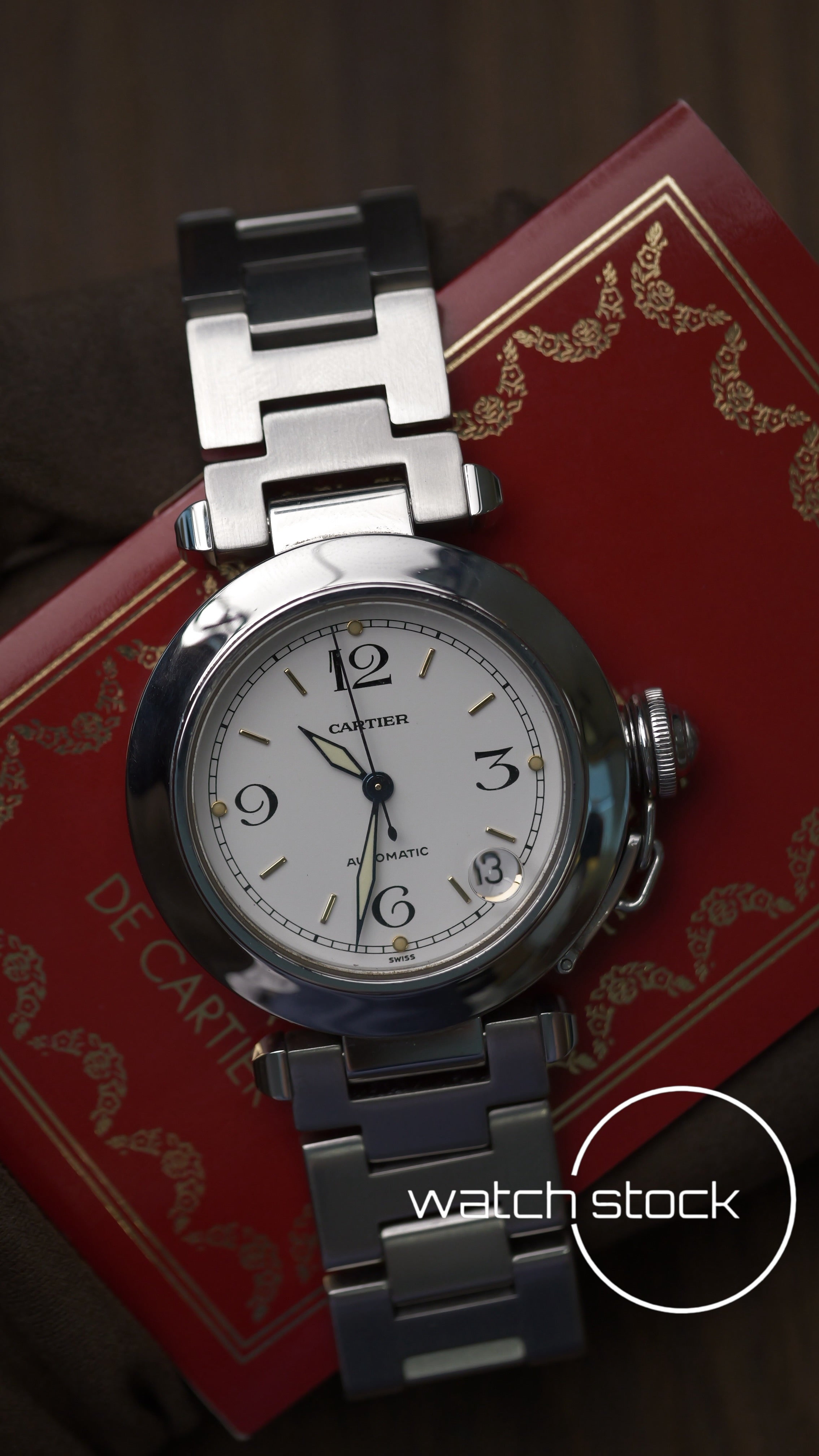 Cartier Pasha Automatic 35mm ref.2324 white dial+ papers