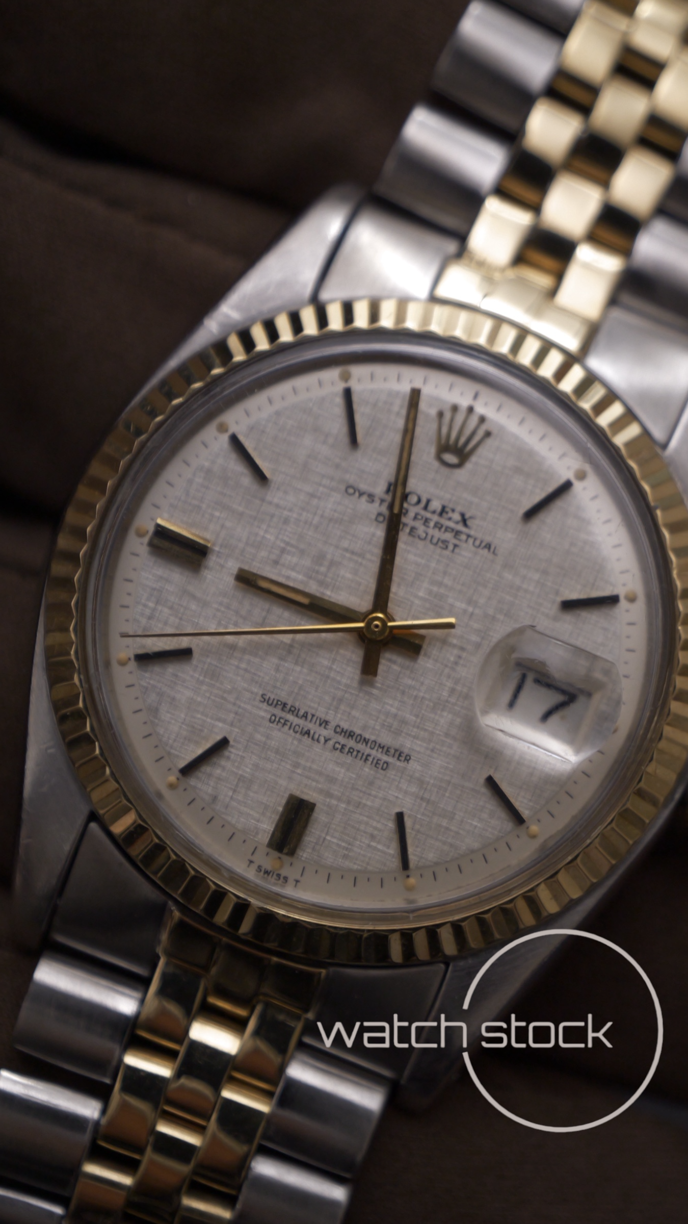 Rolex datejust linen dial 36mm ref. 1601 steel / gold bitonale