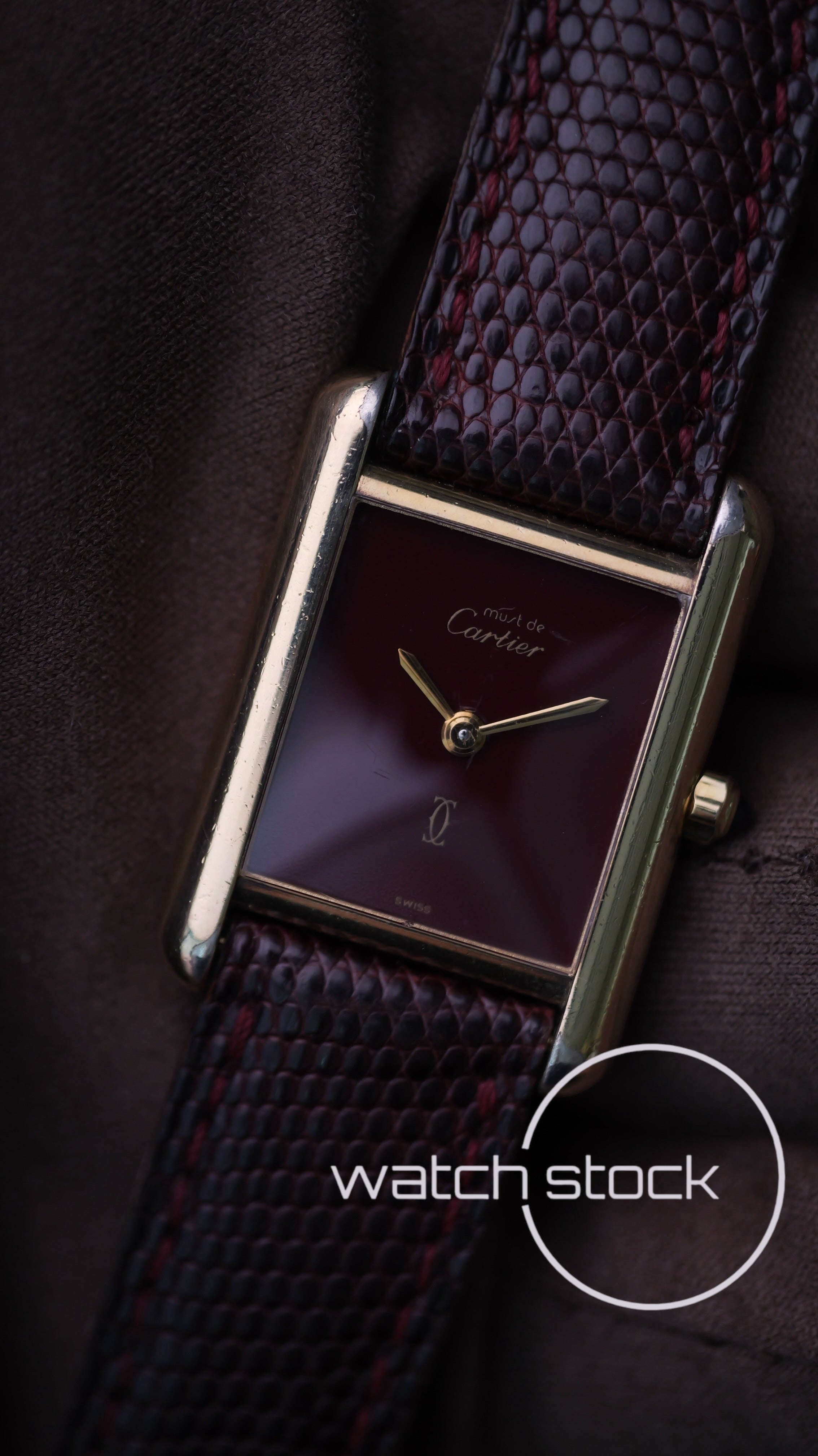 Cartier Tank TG3 Burgundy Dial 1980