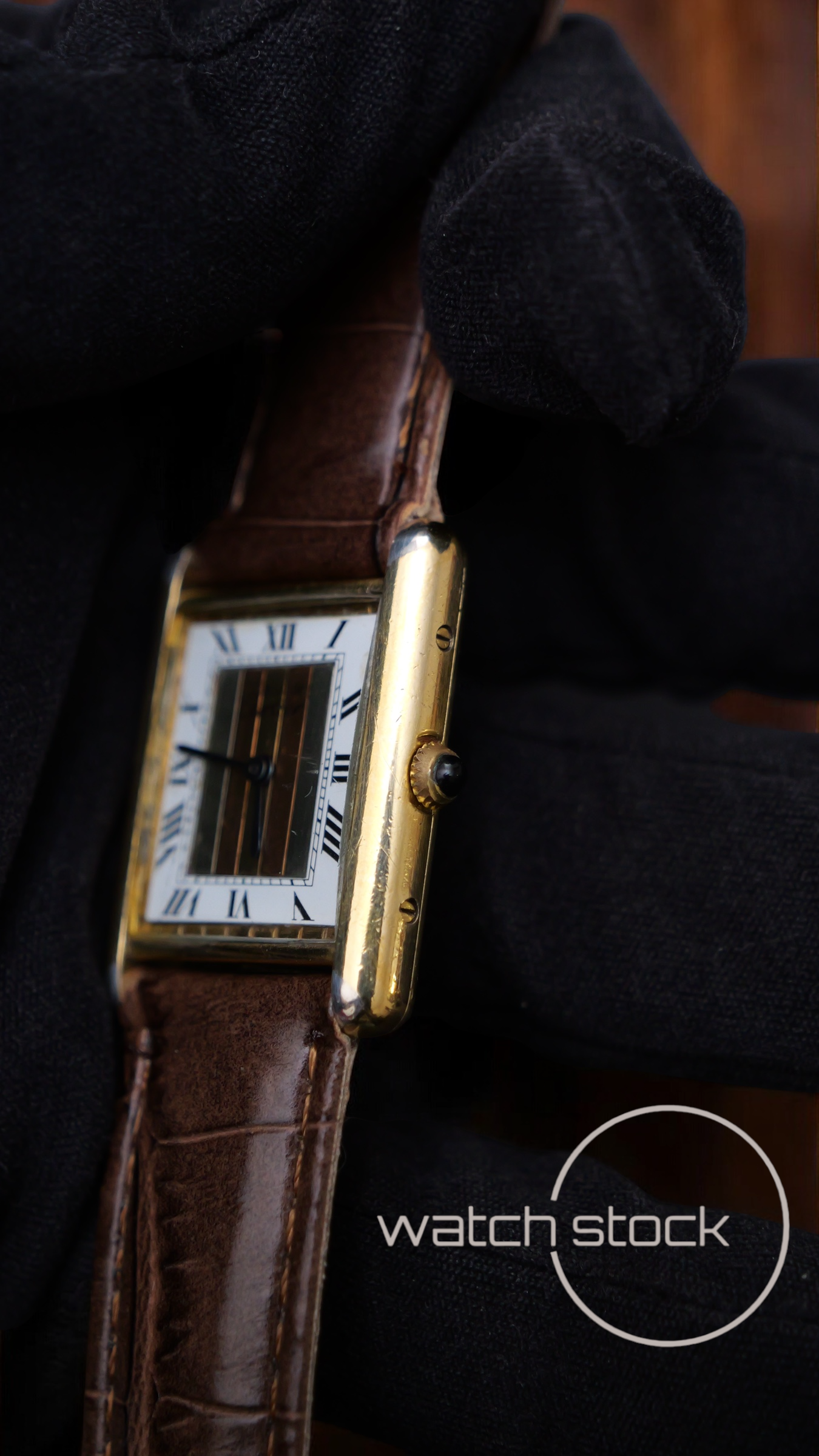 Cartier tank ref.29460 vermeil argent plaque gold trinity dial quarz tg.6 grande