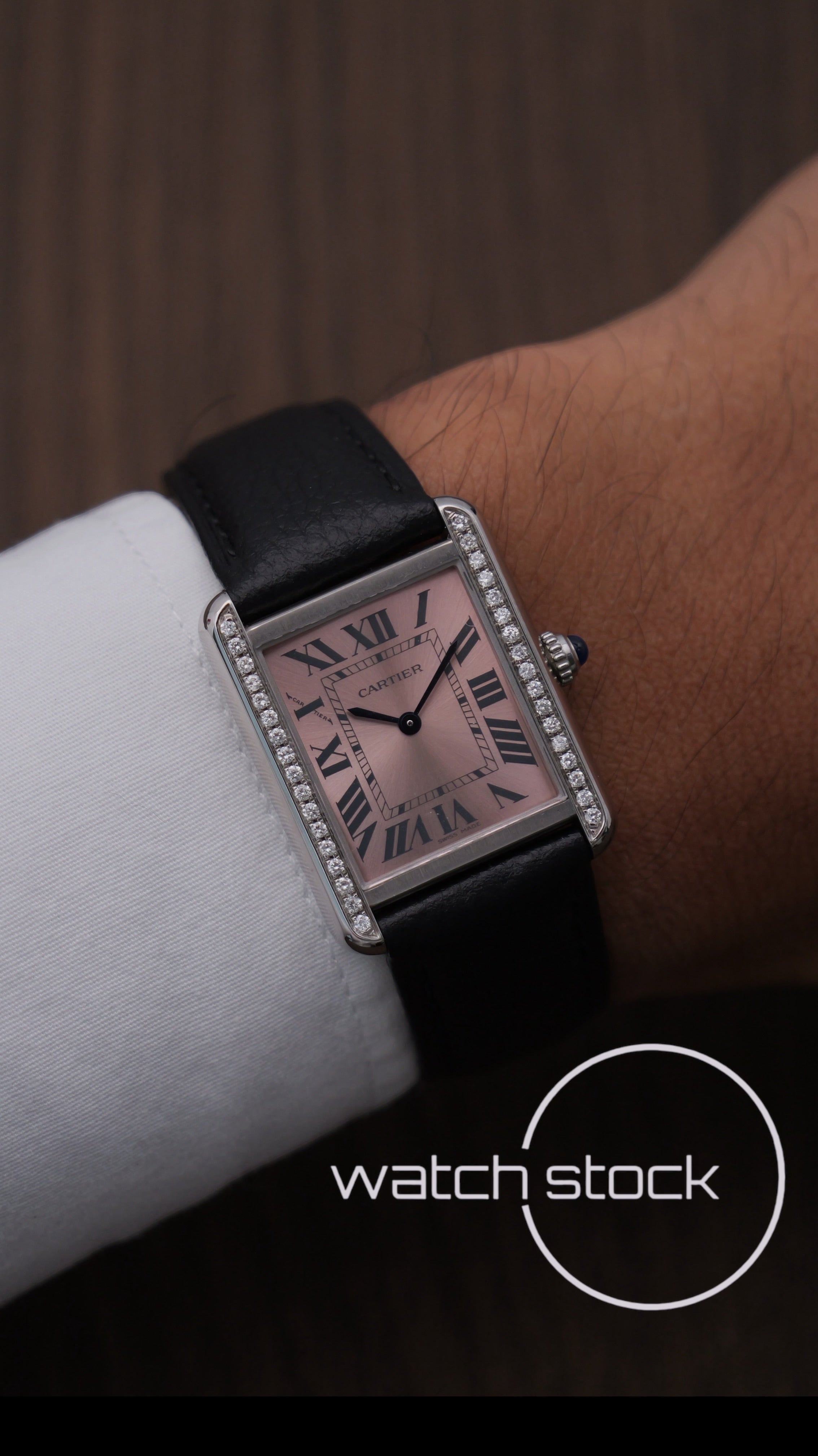 Cartier Tank Solo Rose dial diamond Ref W5200000 S/M 31x25mm Full set 2019 Edizione Speciale Boutique Parigi