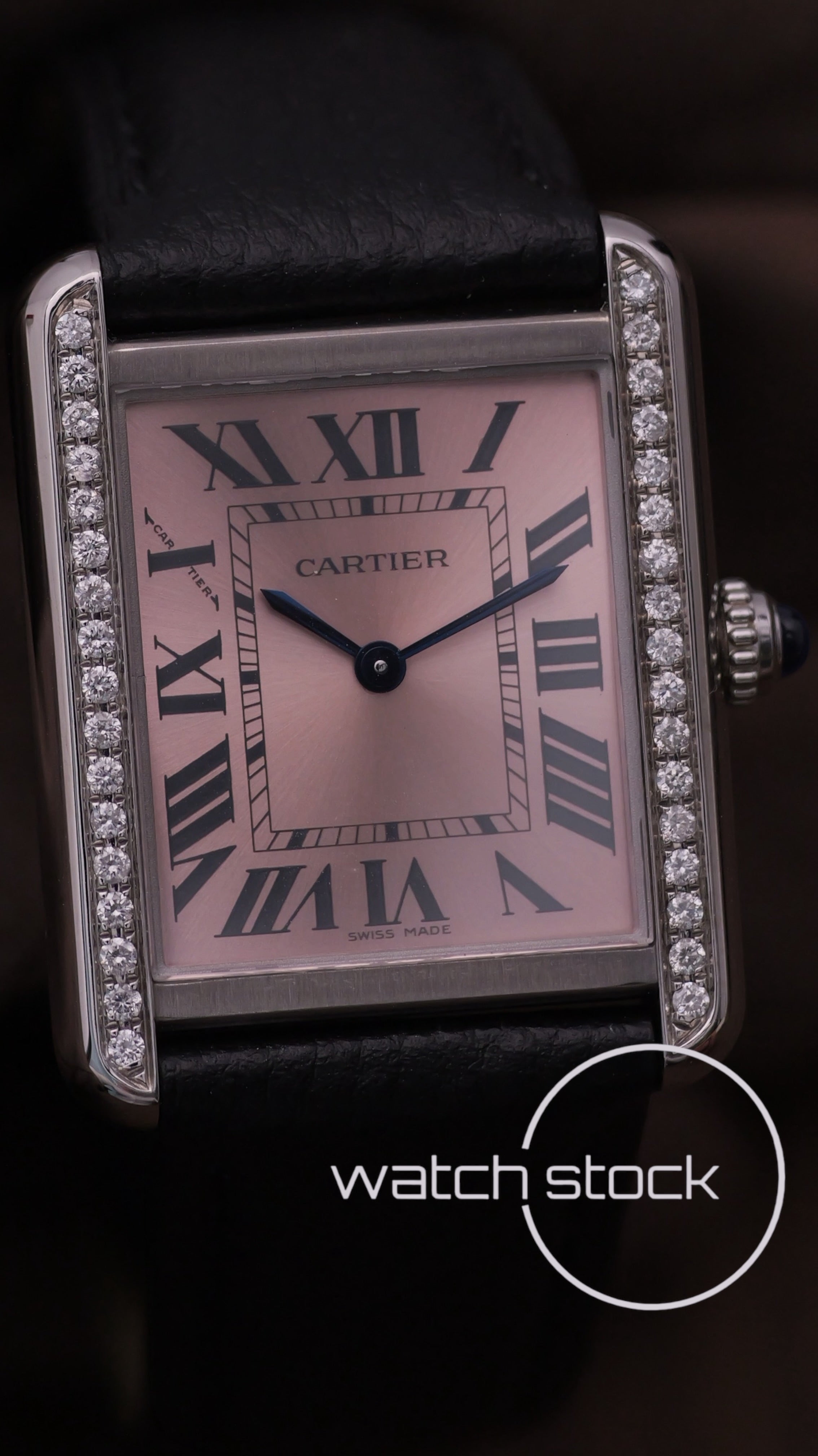 Cartier Tank Solo Rose dial diamond Ref W5200000 S/M 31x25mm Full set 2019 Edizione Speciale Boutique Parigi