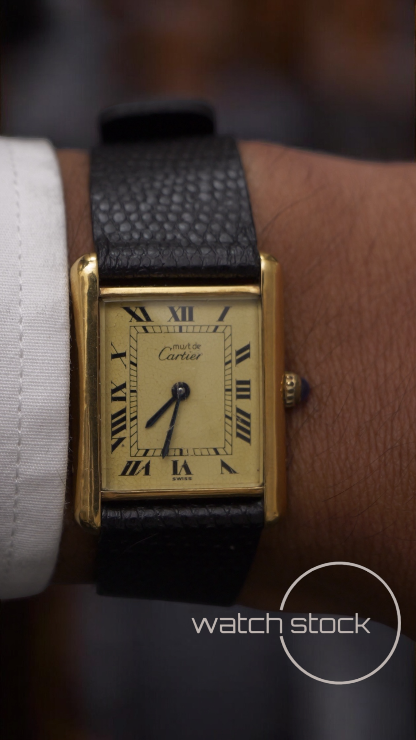 Cartier tank vermeil argent plaque caramel dial quarz tg.6 grande APPENA REVISIONATO