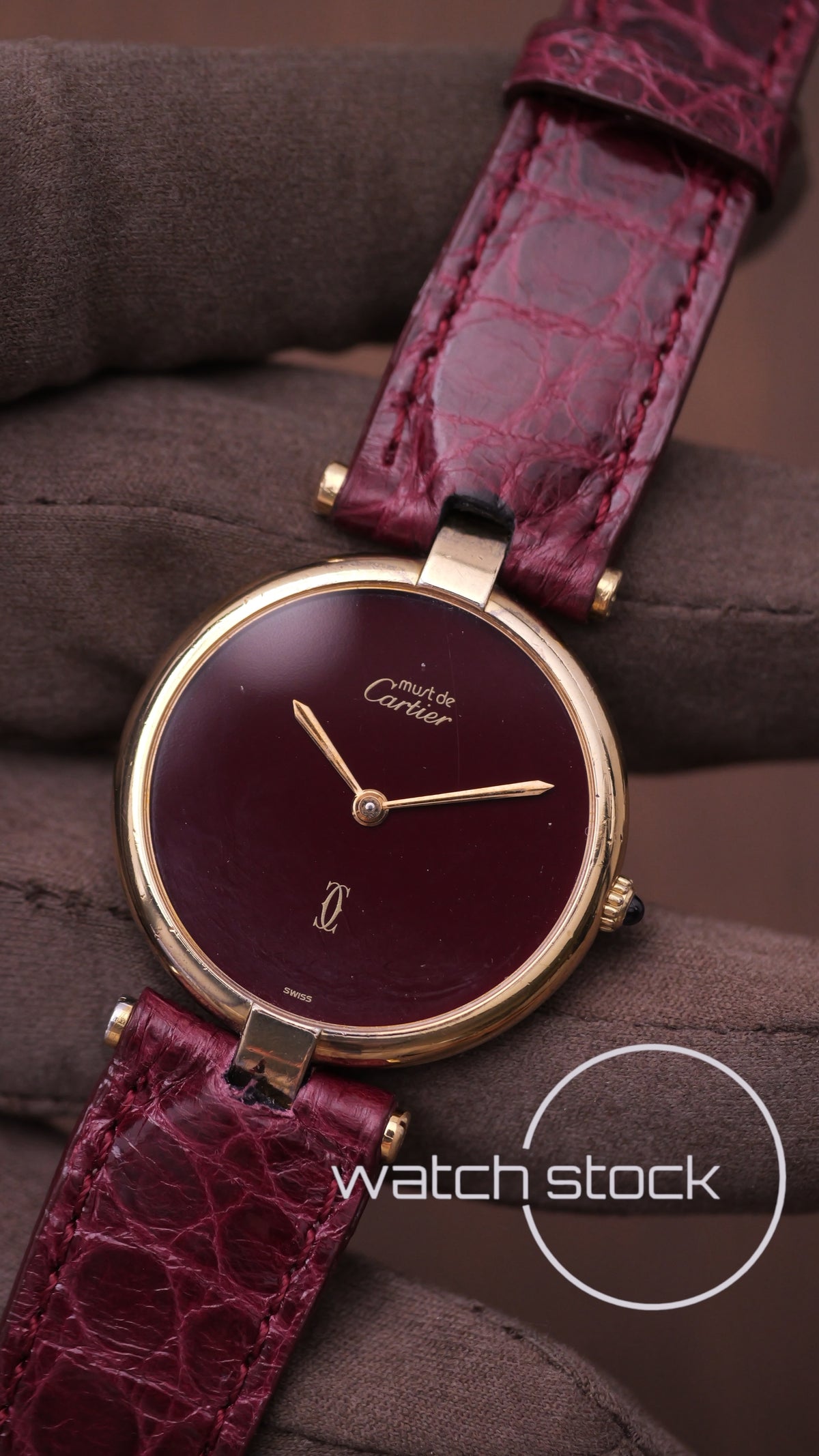 Cartier Vendome ref.590003 30mm Burgundy dial 1980