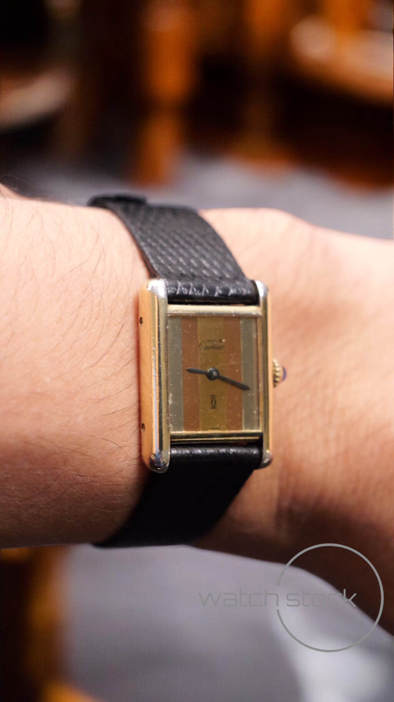 Cartier tank ref. 227001 vermeil argent plaque gold Trinity dial carica manuale taglia 3