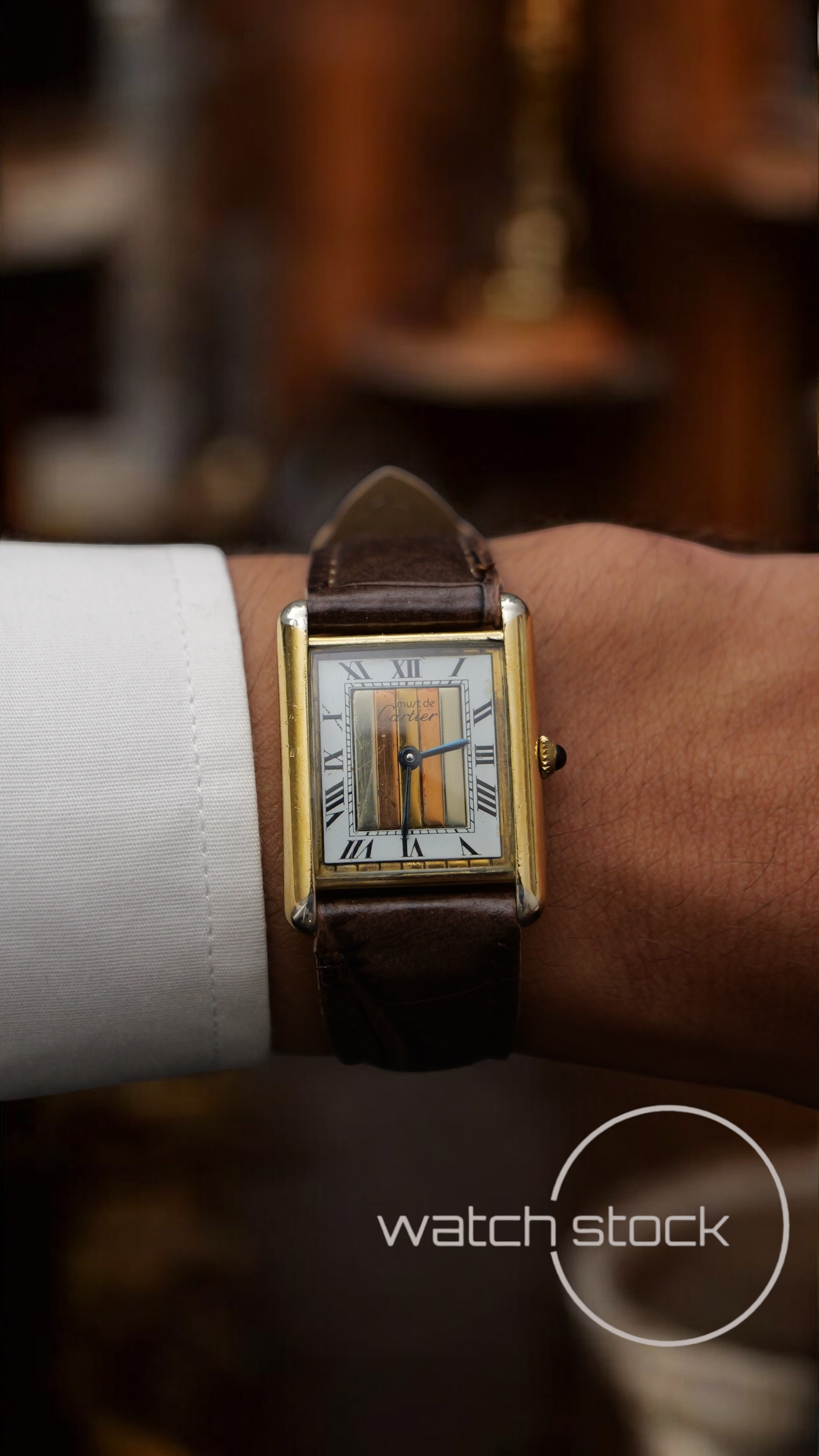 Cartier tank ref.29460 vermeil argent plaque gold trinity dial quarz tg.6 grande