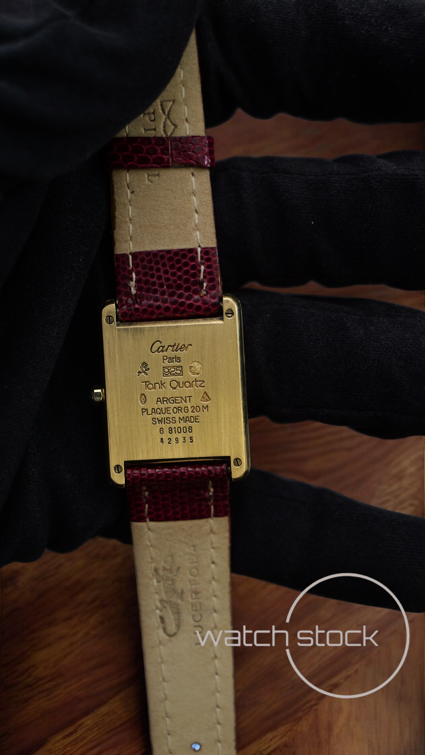 Cartier tank vermeil argent plaque gold dial quarz tg.6 grande RARO